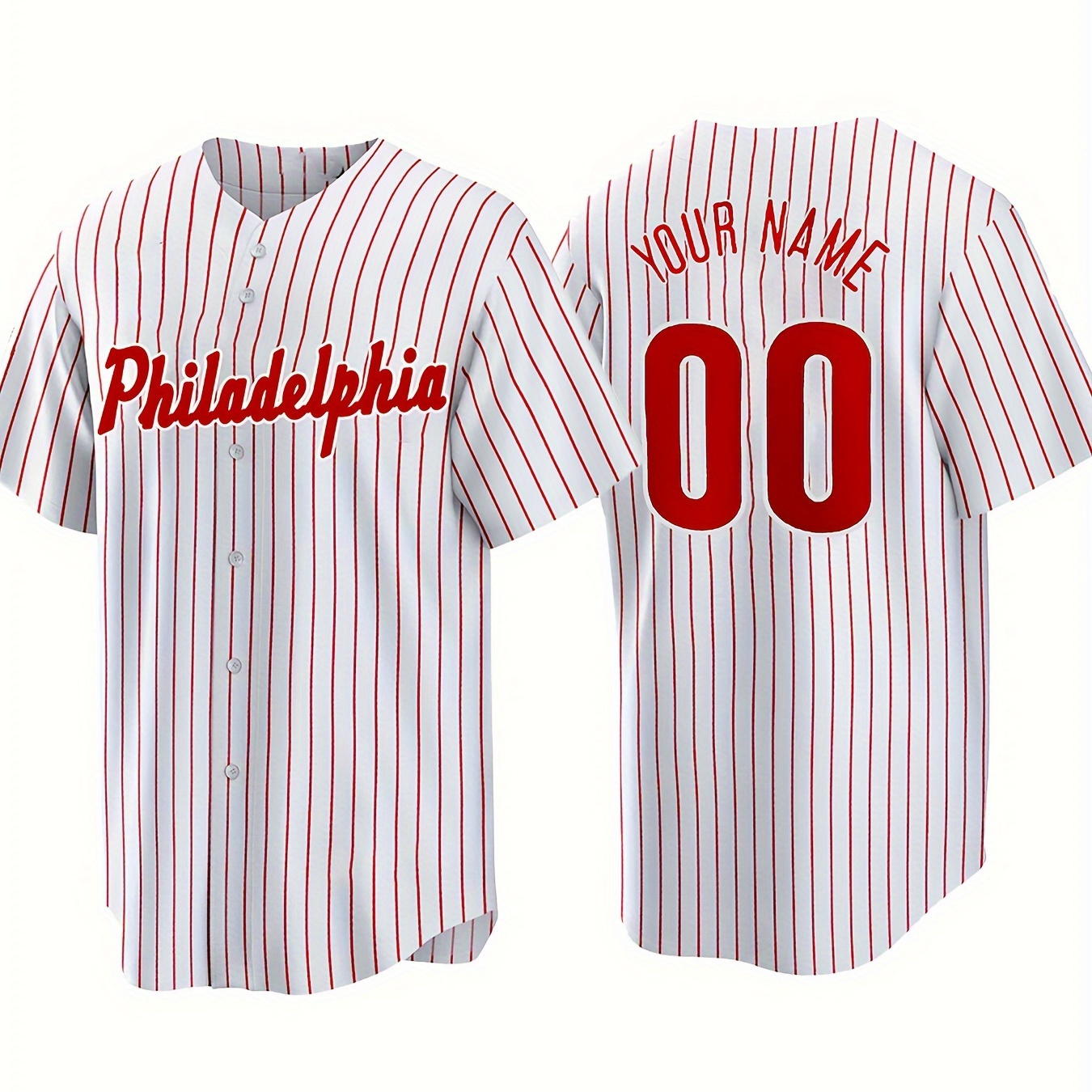 

Customized Name And Number Design, Men's Embroidery Design Striped Short Sleeve Loose Breathable V-neck Baseball Jersey, Sports Shirt For Team Training