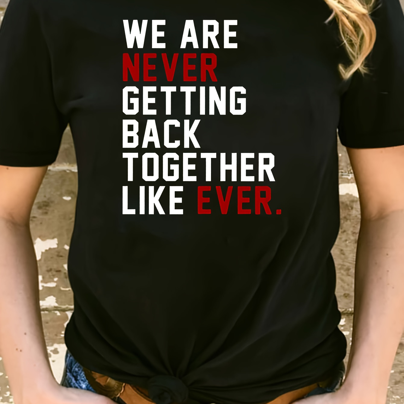 

Letter Print T-shirt, Short Sleeve Crew Neck Casual Top For Summer & Spring, Women's Clothing