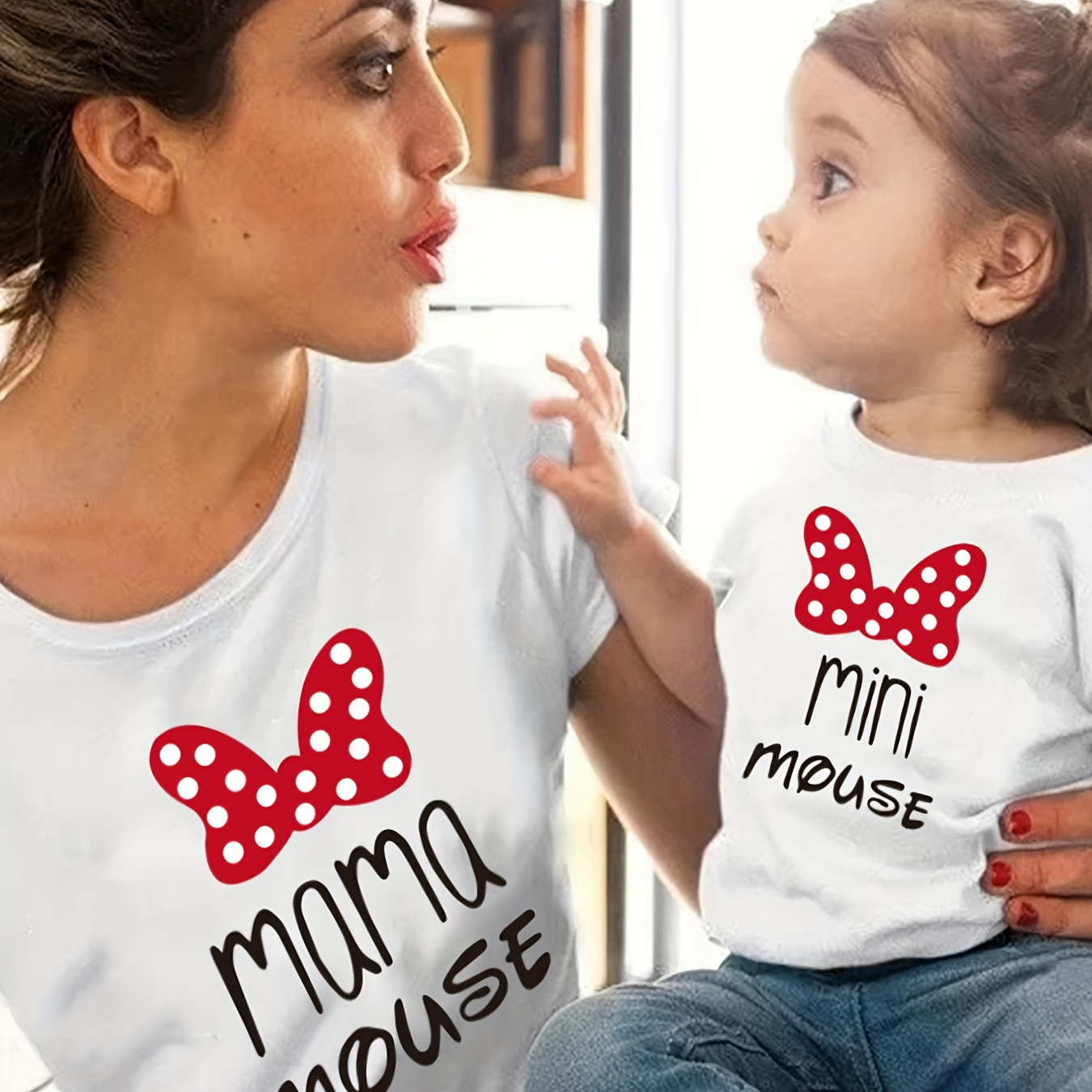 

Stylish Family Matching T-shirts, Mommy And Me Casual Mini And Mama Print Short Sleeve Tops, Mom And Kids Matching Tees For Summer