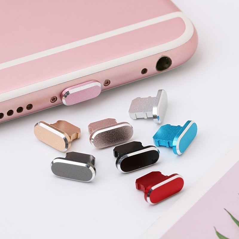 

1pc Colorful Metal Anti Dust Charger Dock Plug Stopper Cover For Iphone Charging Port