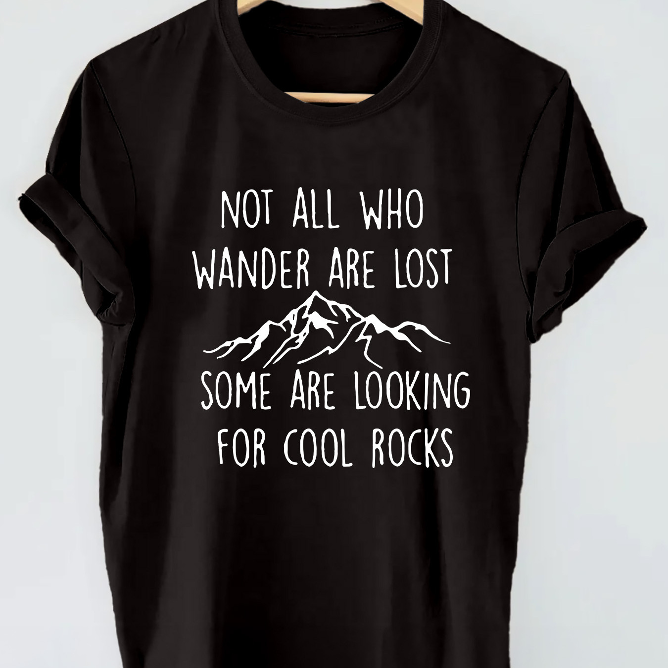

Not All Who Wander Are Lost Print T-shirt, Short Sleeve Crew Neck Casual Top For Summer & Spring, Women's Clothing