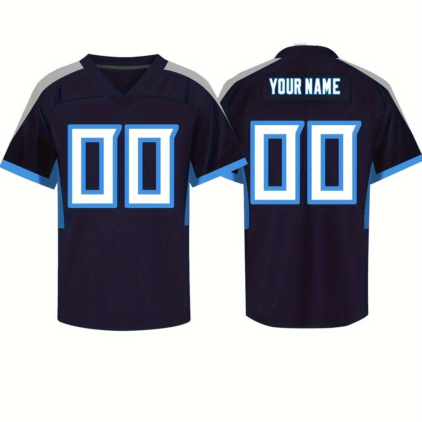 

Customized Name And Number Embroidery, Men's Short Sleeve V-neck Football Jersey, Comfy Sports Shirt For Team Training