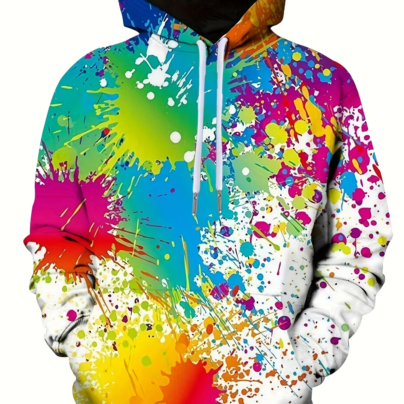 Plus Size Men's Oil Splash Pattern Print Hoodies Casual Stylish Hooded Sweatshirt For Fall Winter, Men's Clothing