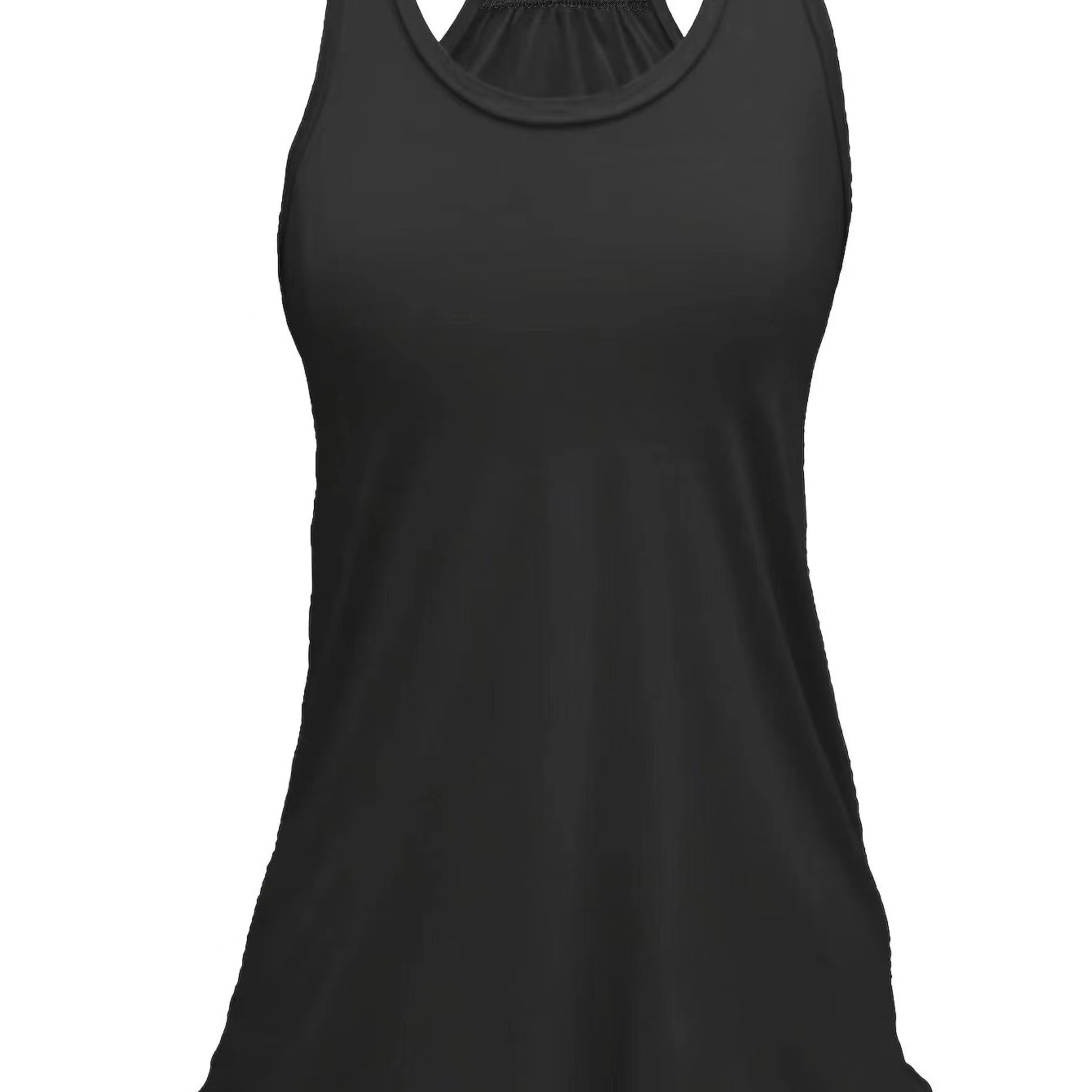 Plus Size Solid Wide Strap Tank Tops, Women's Plus Slight Stretch Round Neck Basic Tank Tops