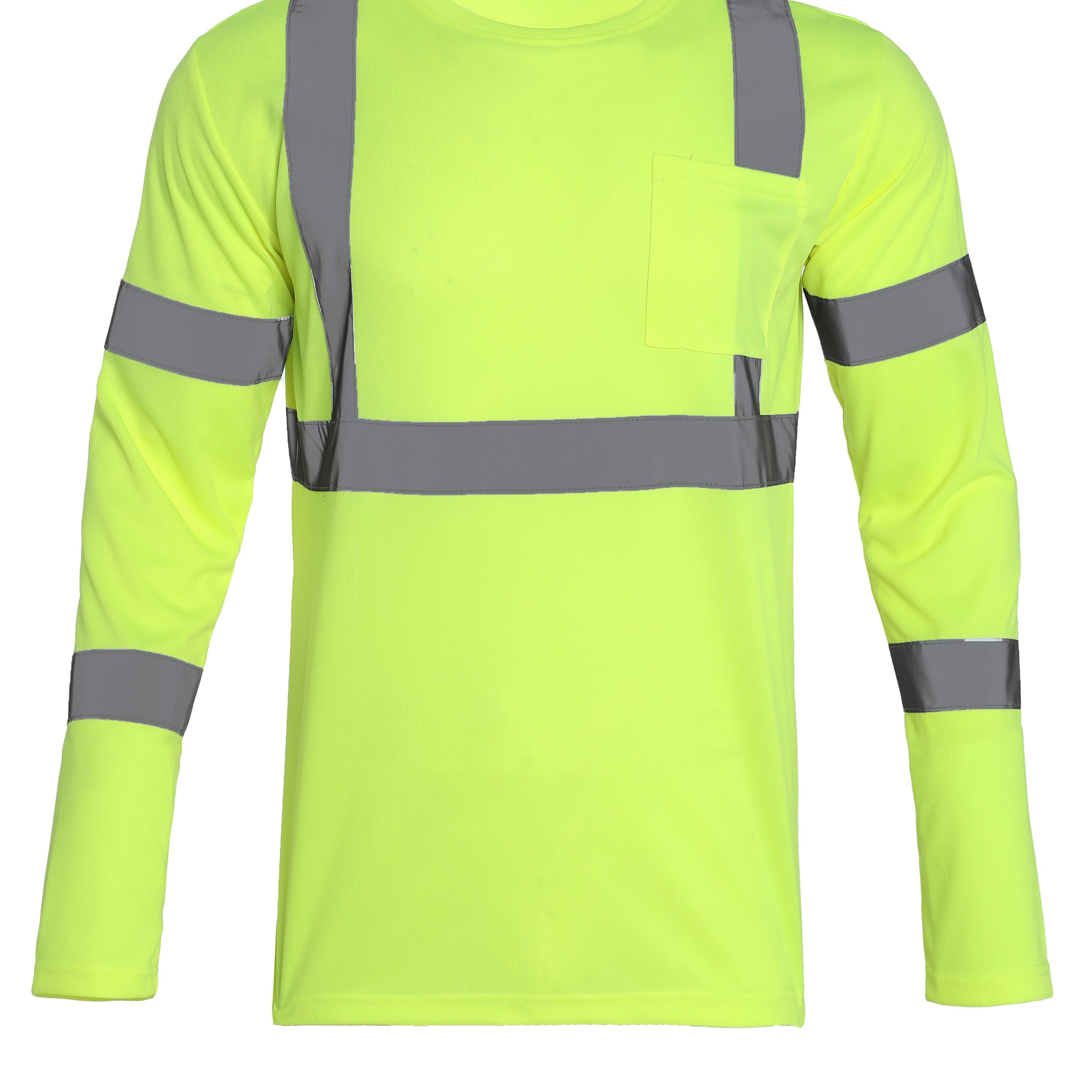 

Men's Color Block Long Sleeve T-shirt For Work Day, Reflective Visible Safety Tees