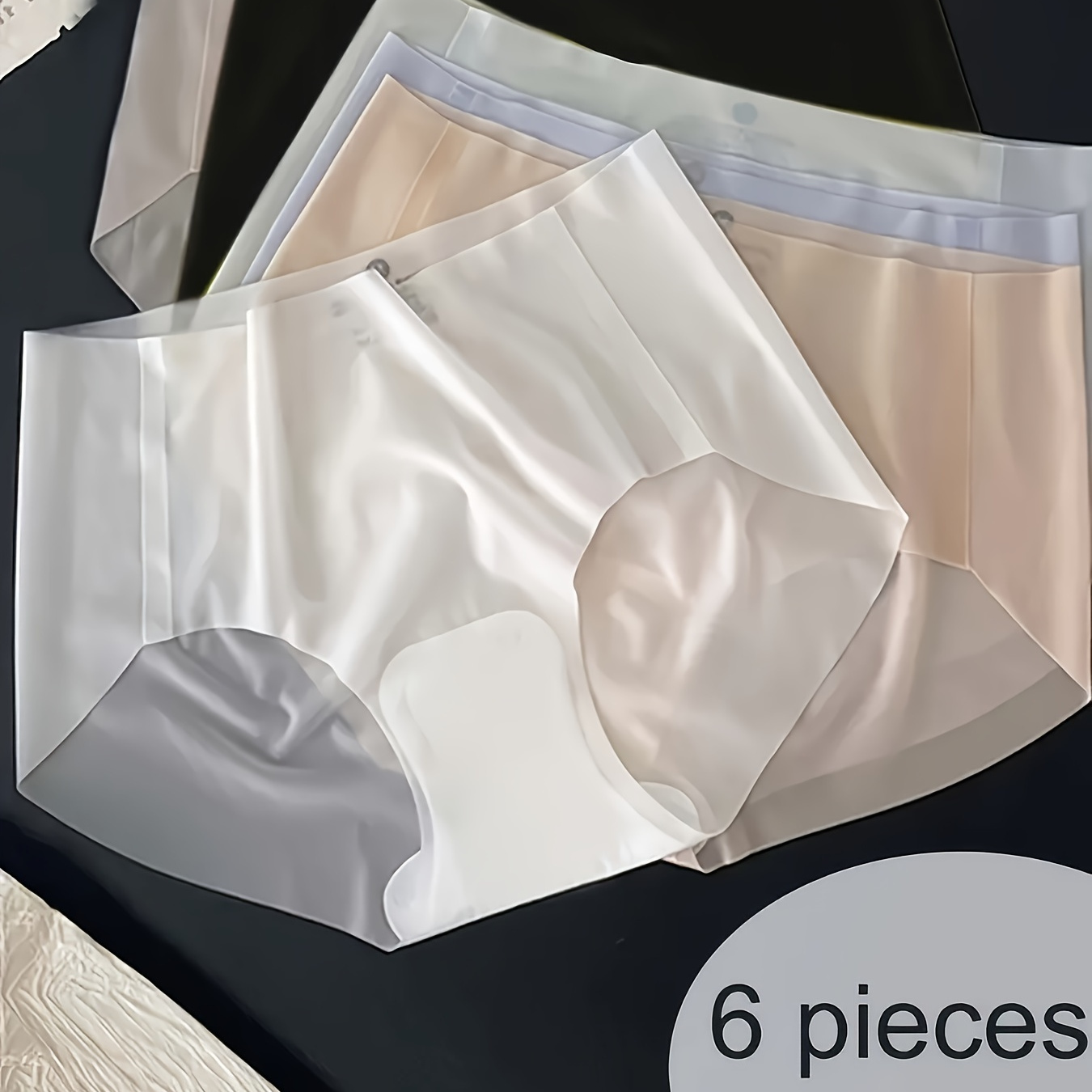 

6-pack Ultra-thin Facial Mask Skin Fitting Nude Simple Pure Color Transparent Breathable Hip Sucking Mid Waist Pure Color High Elastic Women's Briefs