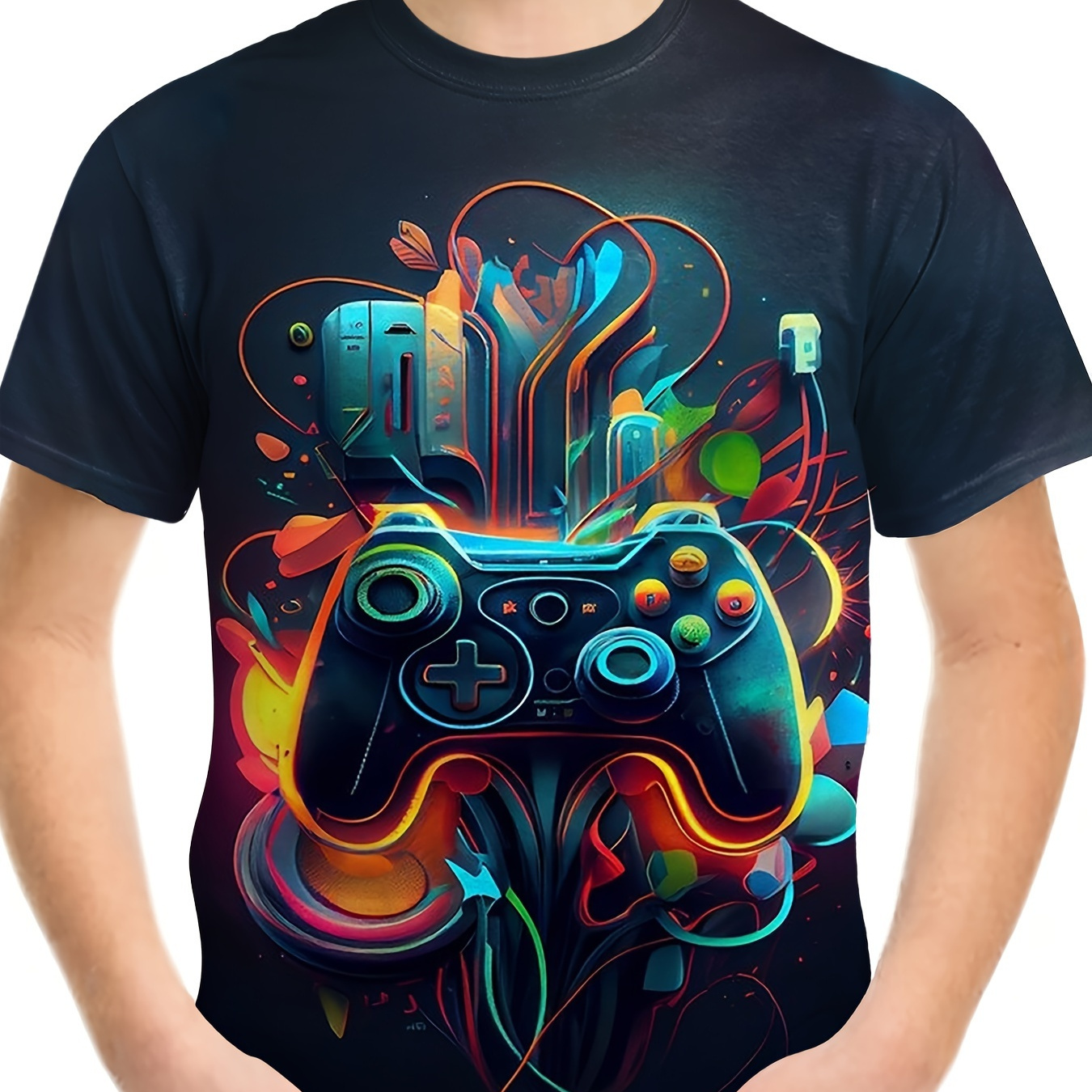 

Trendy Gamepad 3d Print Boys Meaningful T-shirt, Cool, Versatile & Smart Short Sleeve Tee, Gift Idea