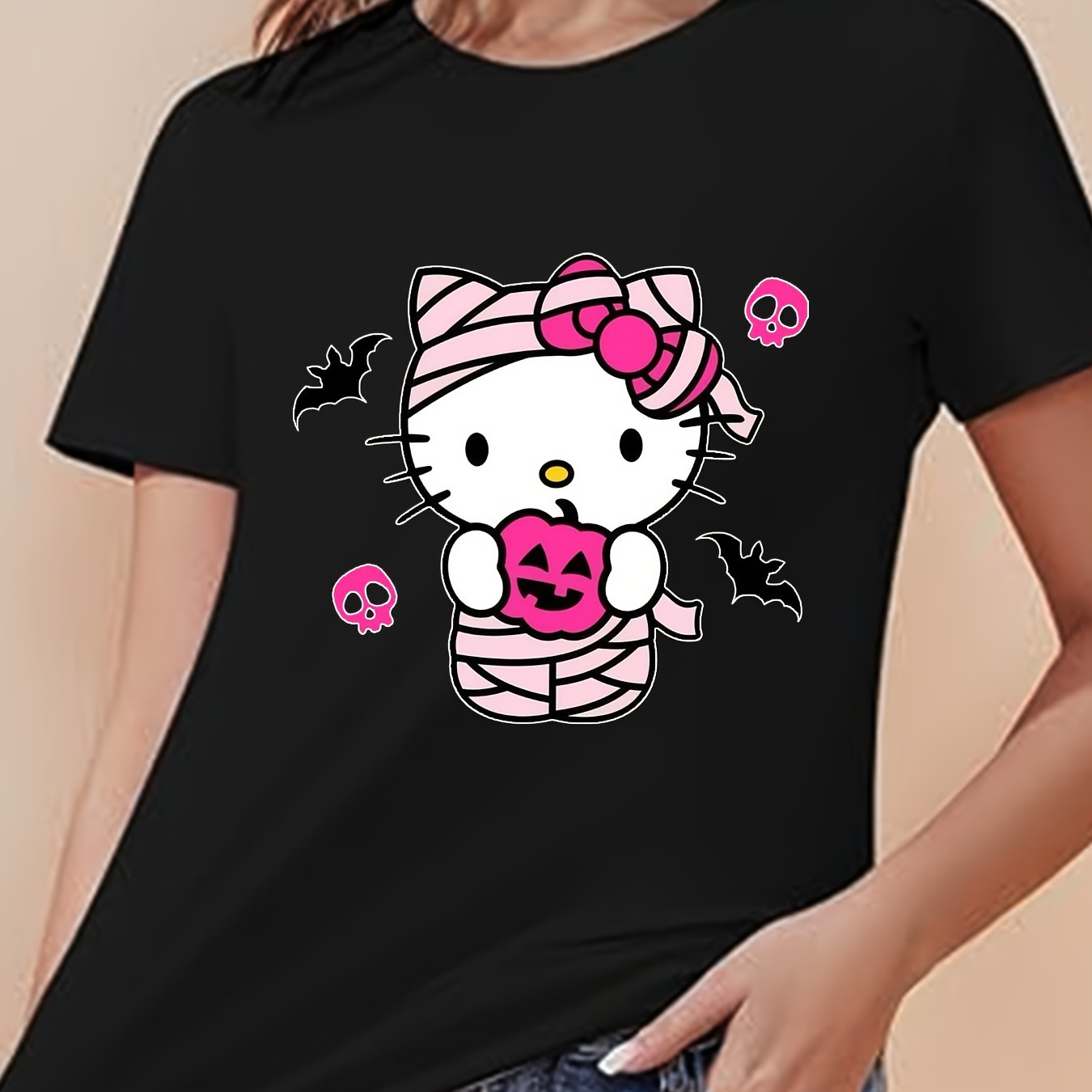 

Sanrio Authorized Hello Kitty 3d Printed T-shirt For Men And Women Kuromi Adult T-shirt T-shirt Cartoon Cute Sports T-shirt Round Neck T-shirt Graphic T-shirt B 220g