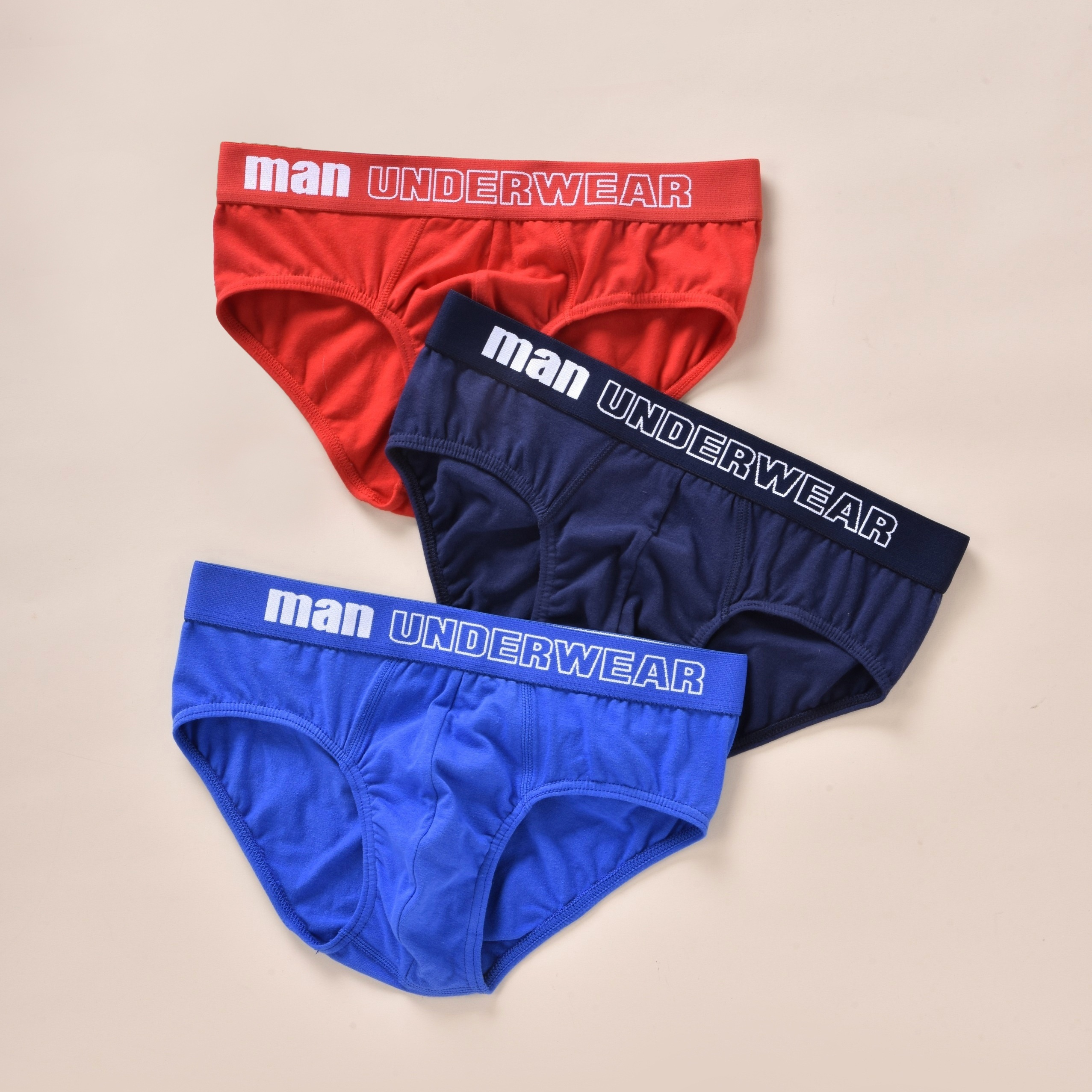 3pcs Men's Fashion Sexy Cotton Breathable Comfortable Sweat-absorbing Briefs Underwear