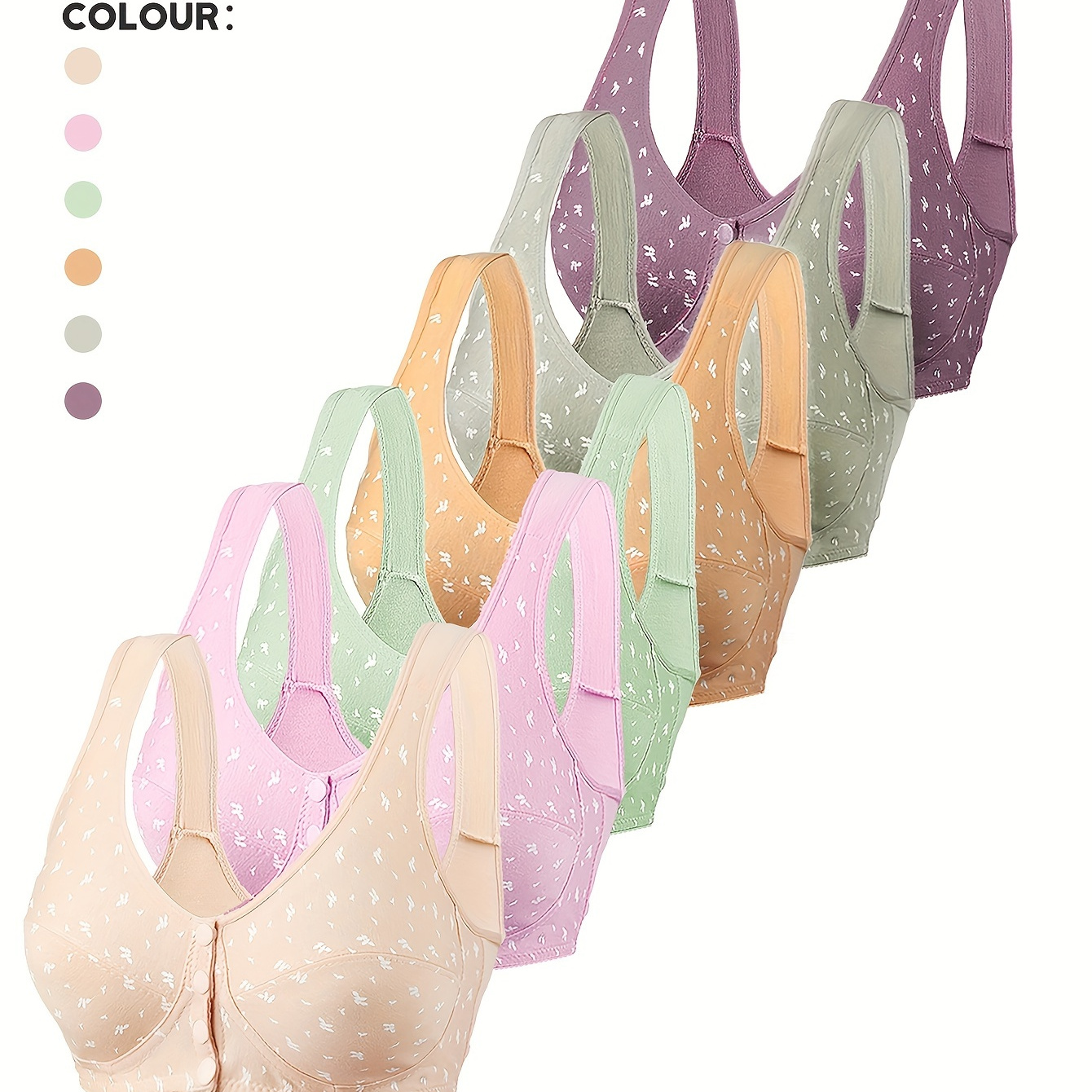 

6pcs Plus Size Bra, Women's Bralette