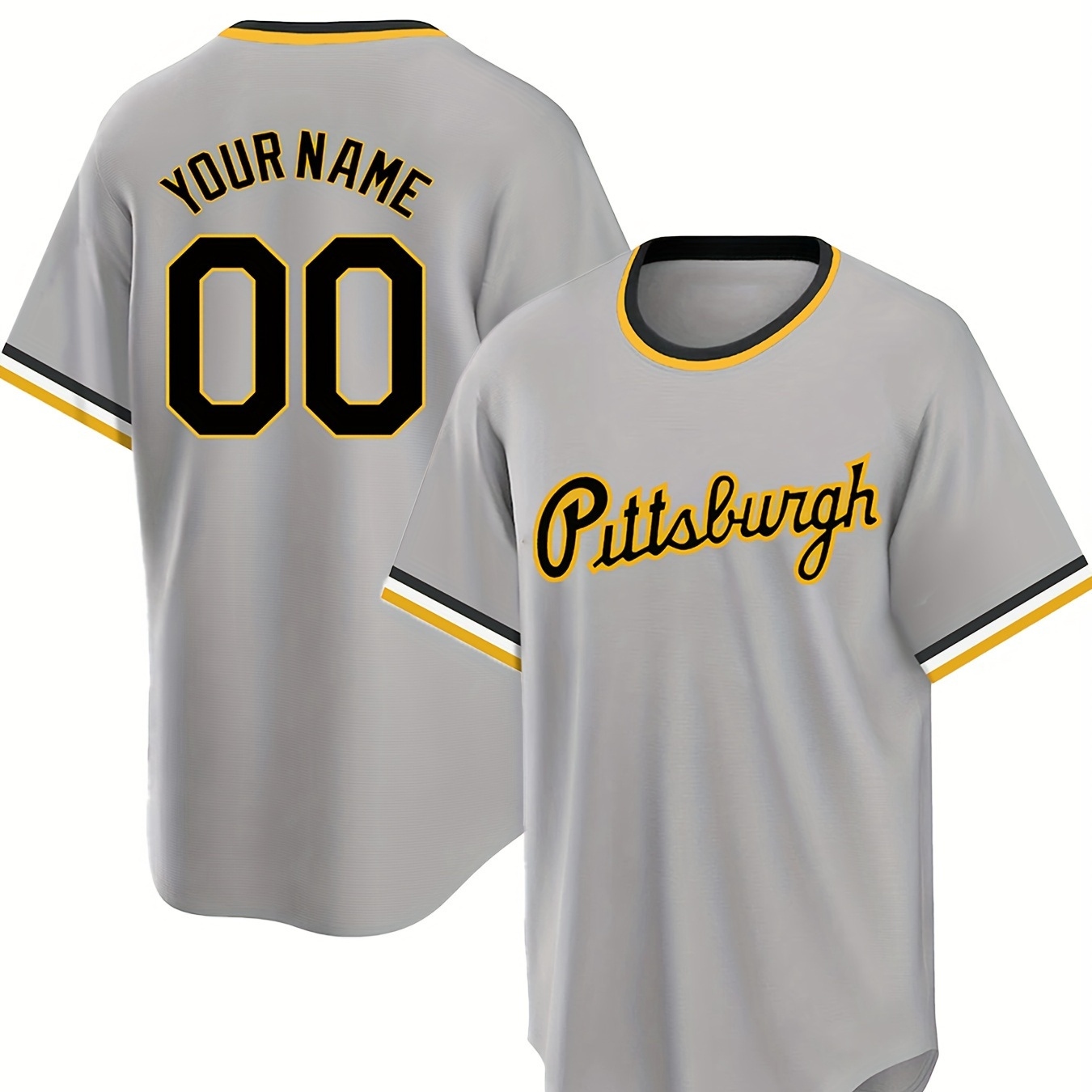 

Customized Name And Number Design, Men's Short Sleeve Loose Breathable Crew Neck Embroidery Baseball Jersey, Sports Shirt For Team Training