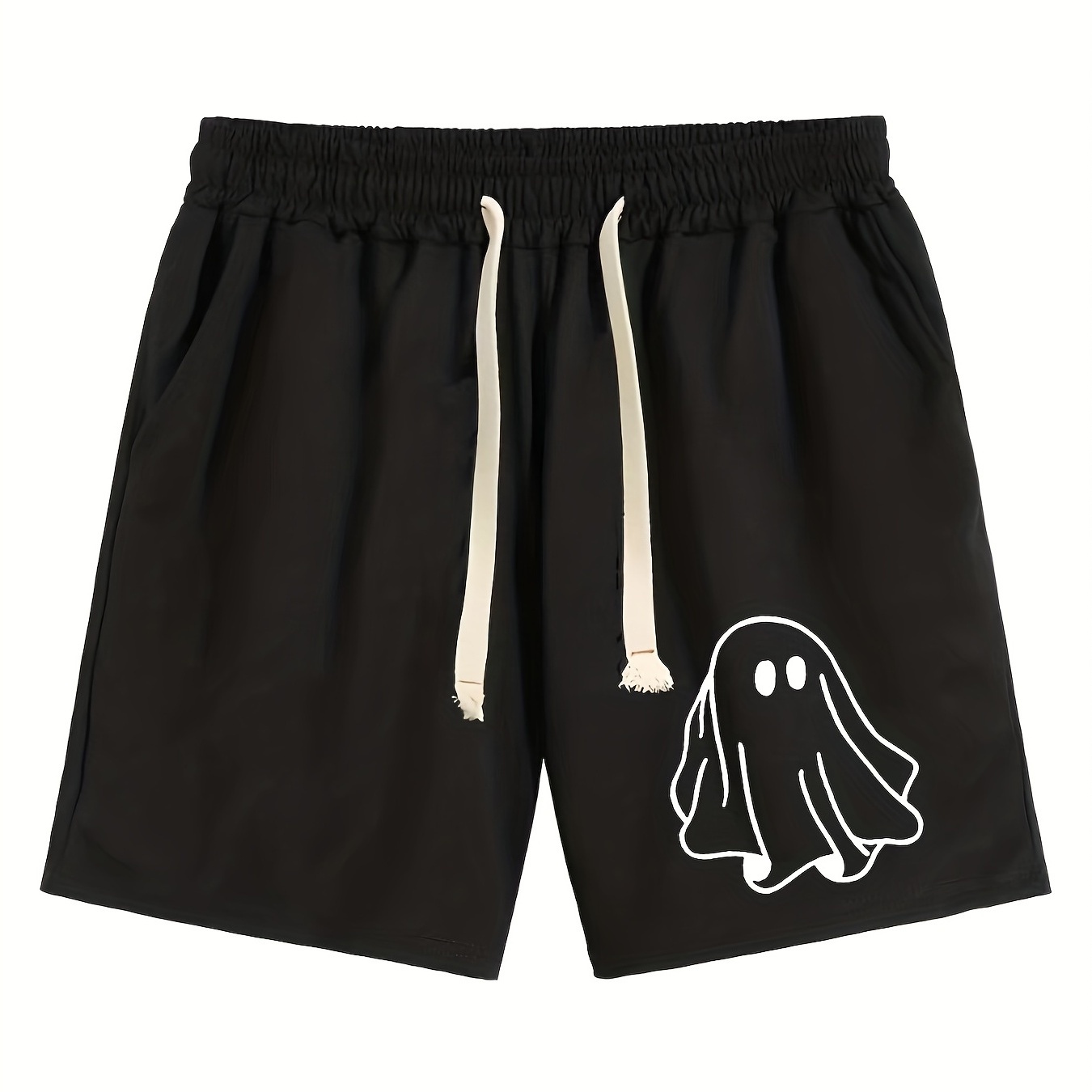 Ghost Print Men's Drawstring Shorts, Summer Clothings