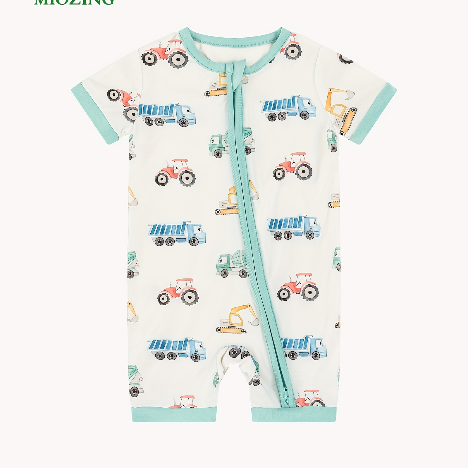 

Baby Boys Bamboo Fabric Cute Cars Print Short Sleeve Zipper Romper For Infants | Soft And Breathable One-piece Jumpsuit For Babies