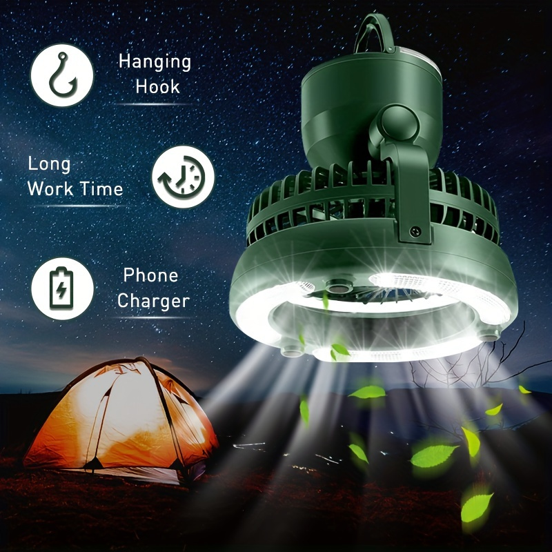 キャンプファン LEDライト付き 20000mAh 充電式電池式 アウトドア