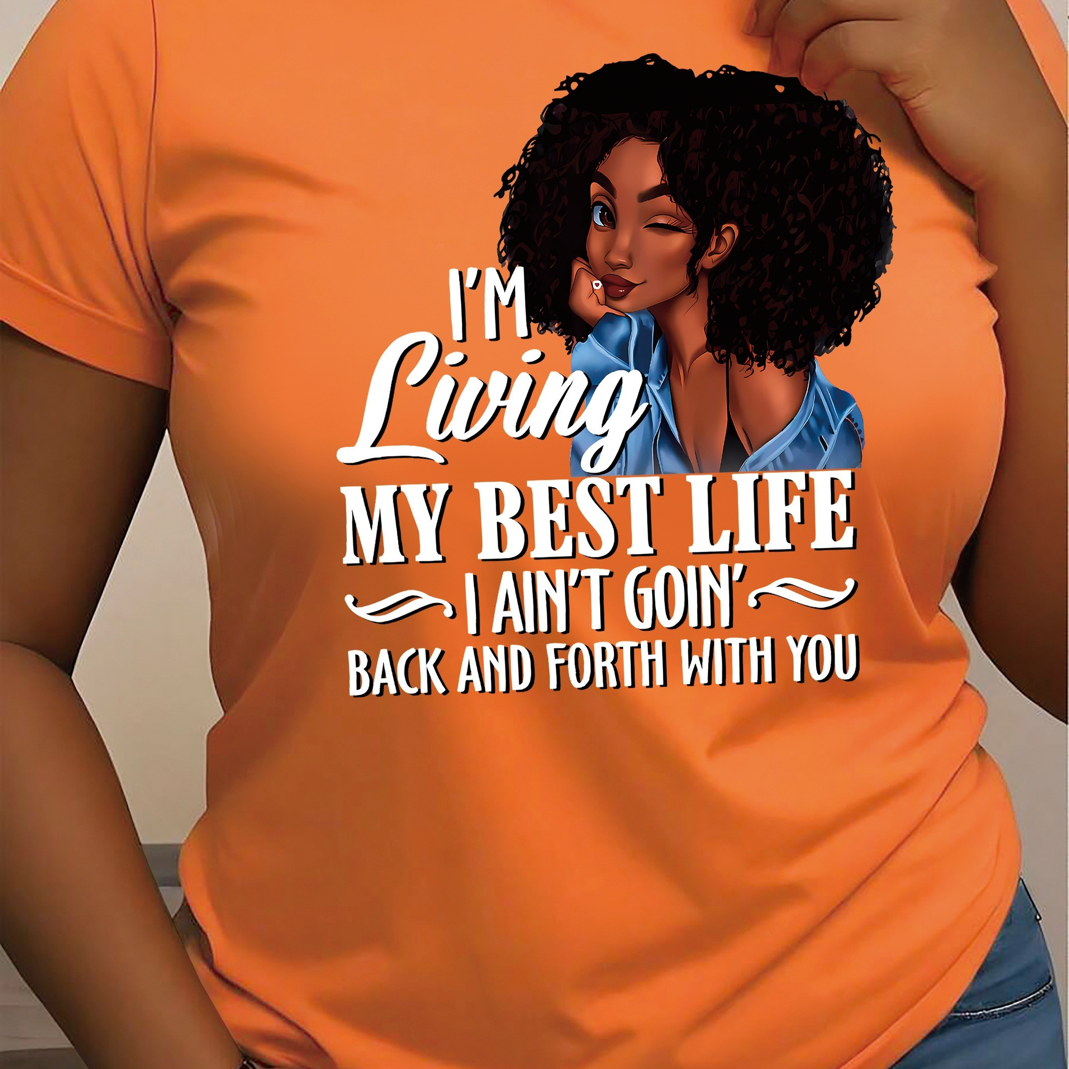 

My Best Life & Figure Print T-shirt, Casual Crew Neck Short Sleeve T-shirt For Spring & Summer, Women's Clothing
