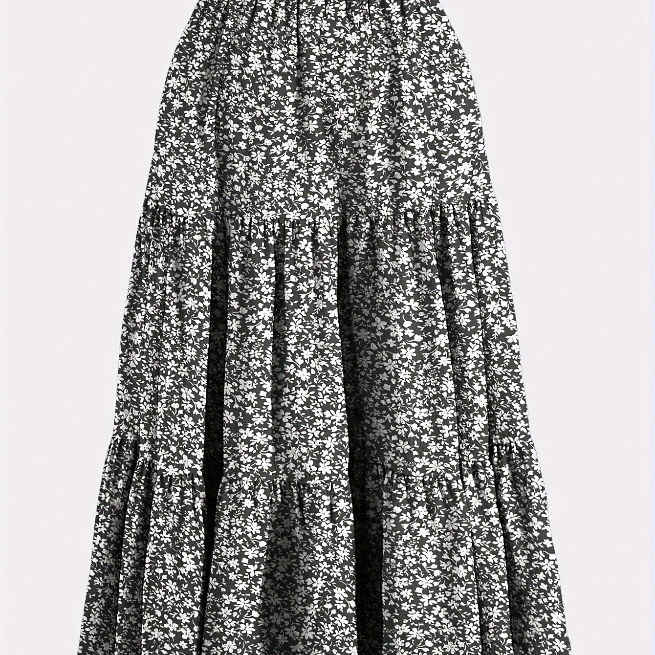 

Floral Print Bow Decor Skirt, Elegant Ruffle Hem Swing Skirt For Spring & Fall, Women's Clothing