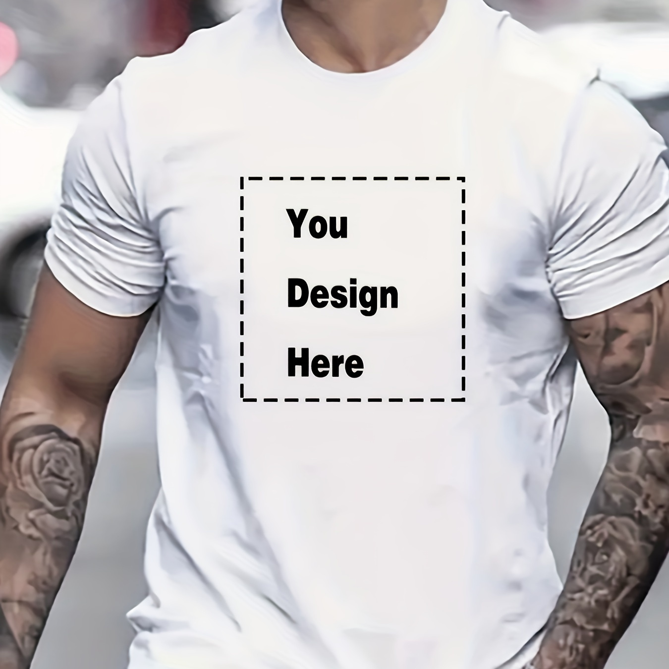 

Custom Print T-shirt For Men, Casual Style, Personalized Design Top, 28cm Front Print Area