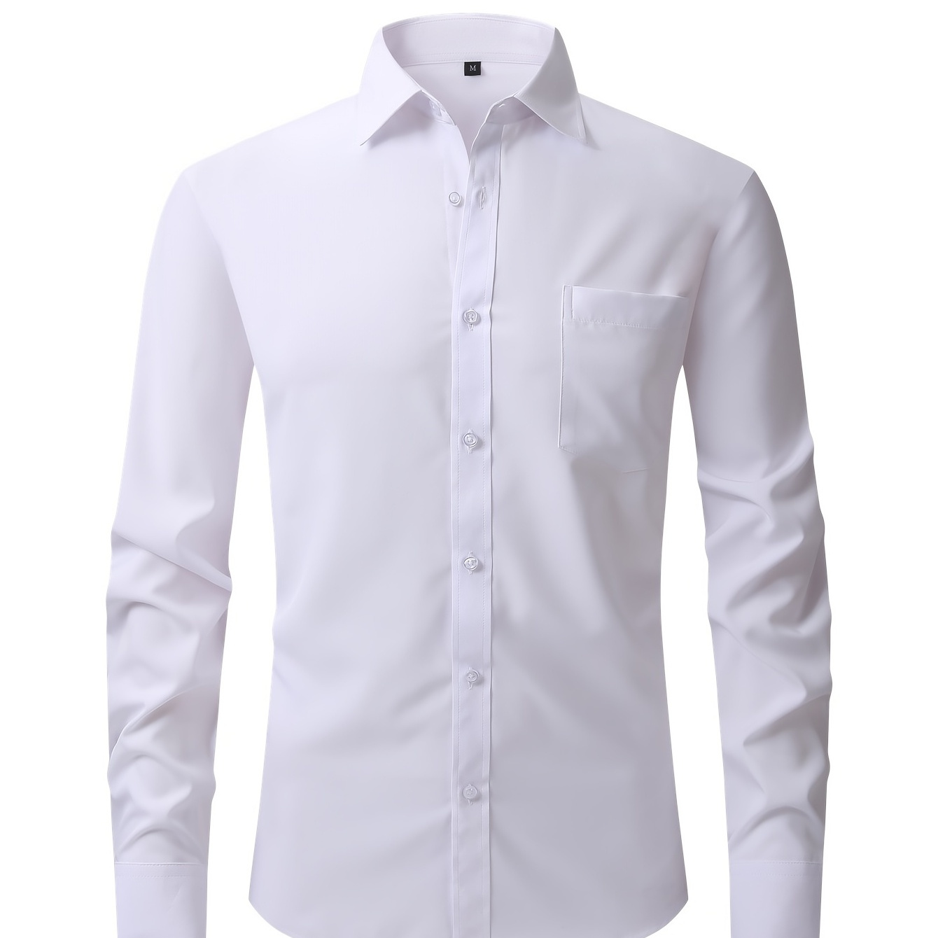 

Men's Formal Button Up Shirt With Chest Pocket, Male Clothes For Spring And Fall Business