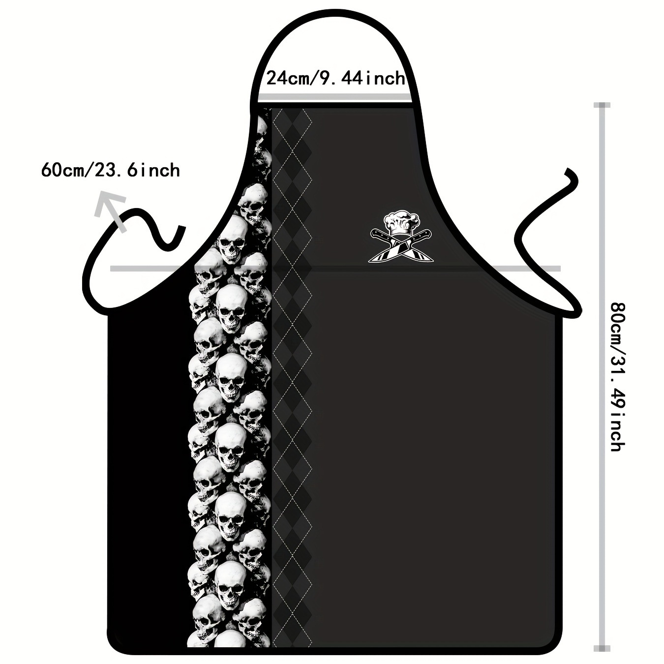 

Men's Skulls Graphic Print Work Apron, Adjustable Size Bib Apron, Fashion Gardening Work Apron