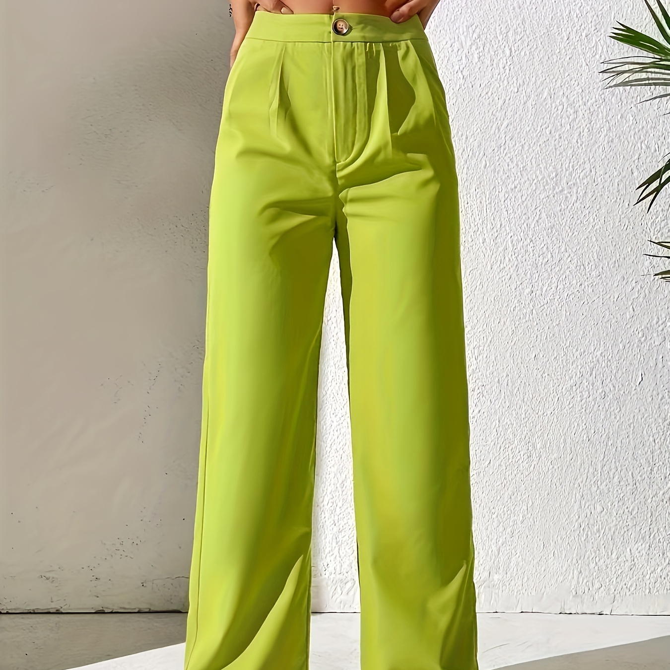 

Solid Color Wide Leg Pants, Casual High Waist Loose Pants For Spring & Summer, Women's Clothing