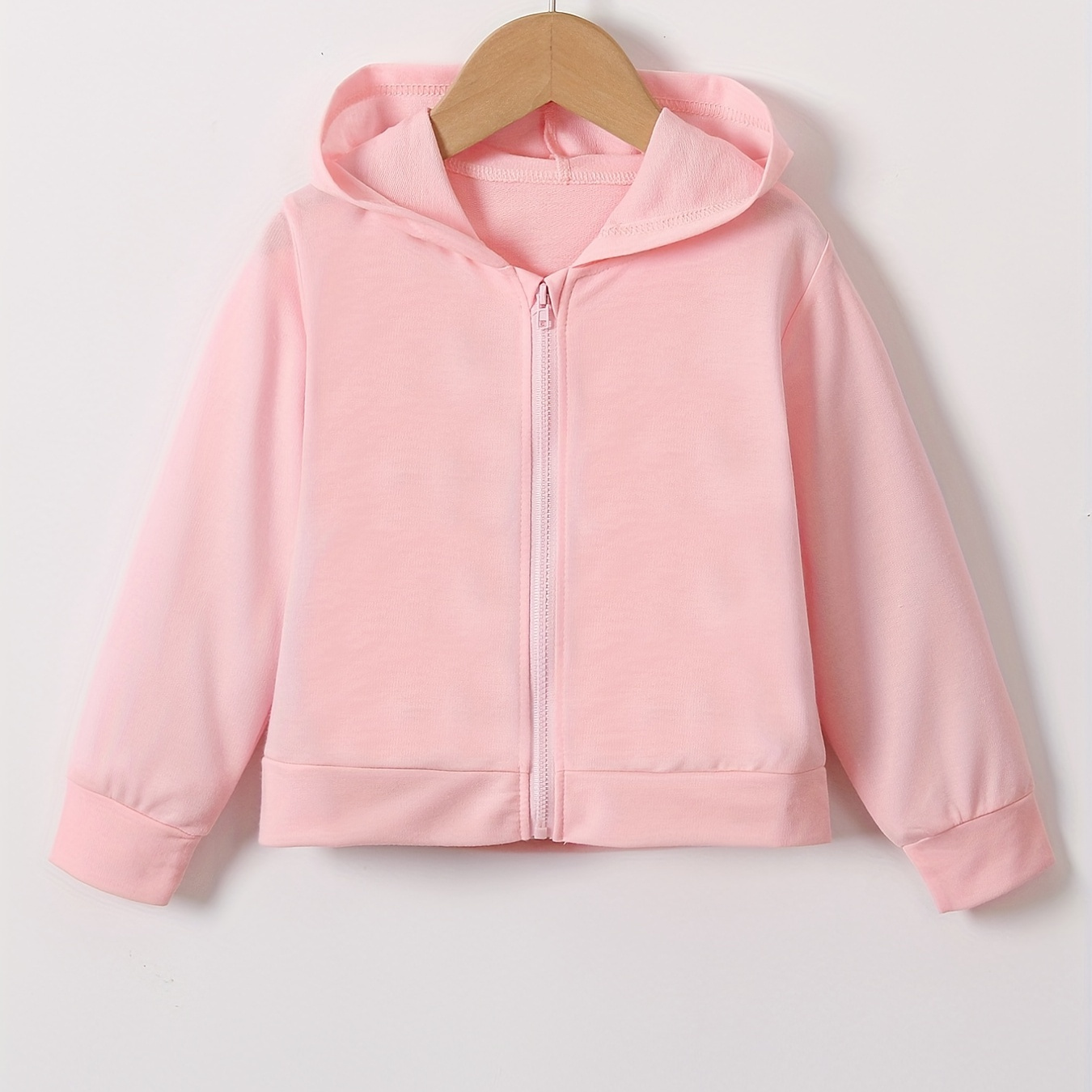 

Veste À Capuche Couleur Unie Pour Filles Cardigan Décontracté À Manches Longues Pour Enfants De 4 À 7 Ans