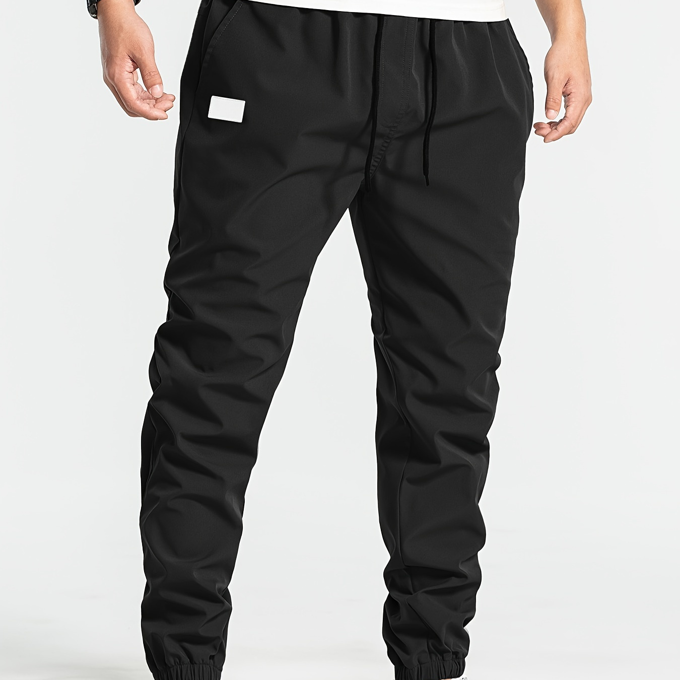 

Men's Casual Solid Color Drawstring Sweatpants, Lightweight Comfy Pants For Sport And Casual Wear