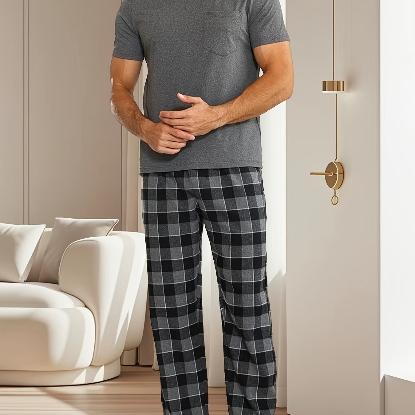 

Men's Short Sleeve Long Pants Pajama Set