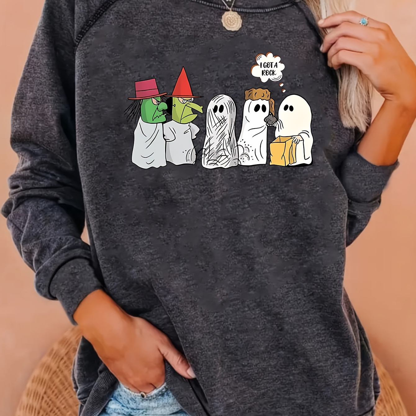 

Print Pullover Sweatshirt, Casual Long Sleeve Crew Neck Sweatshirt For Fall & Winter, Women's Clothing