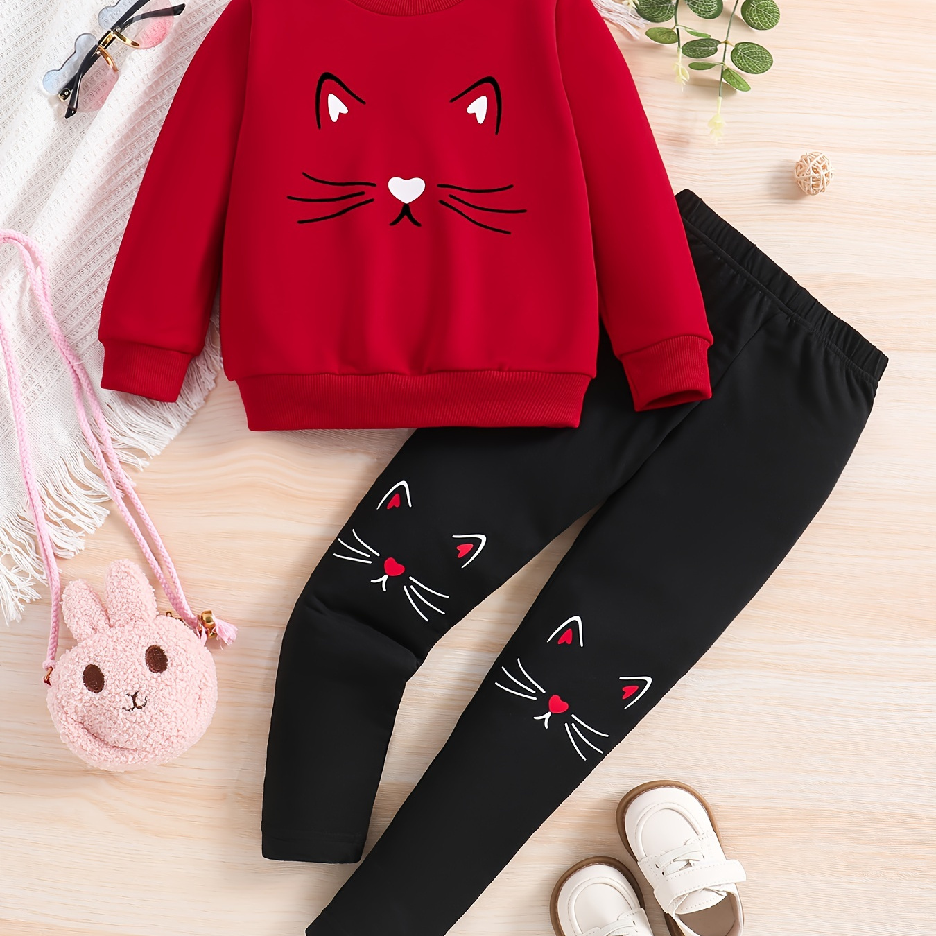 

Tenue Imprimée Chat Pour Fille, Ensemble Sweat-shirt Et Pantalon, Leggings Décontractés, Vêtements Pour Enfants Pour Printemps, Automne Et Hiver, 2 Pièces