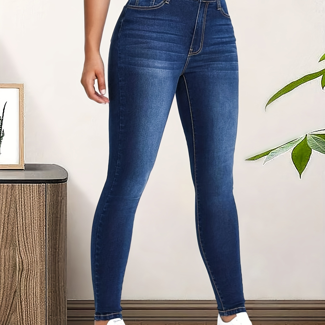 Shaping Skinny High Jeans - Dark denim blue - Ladies