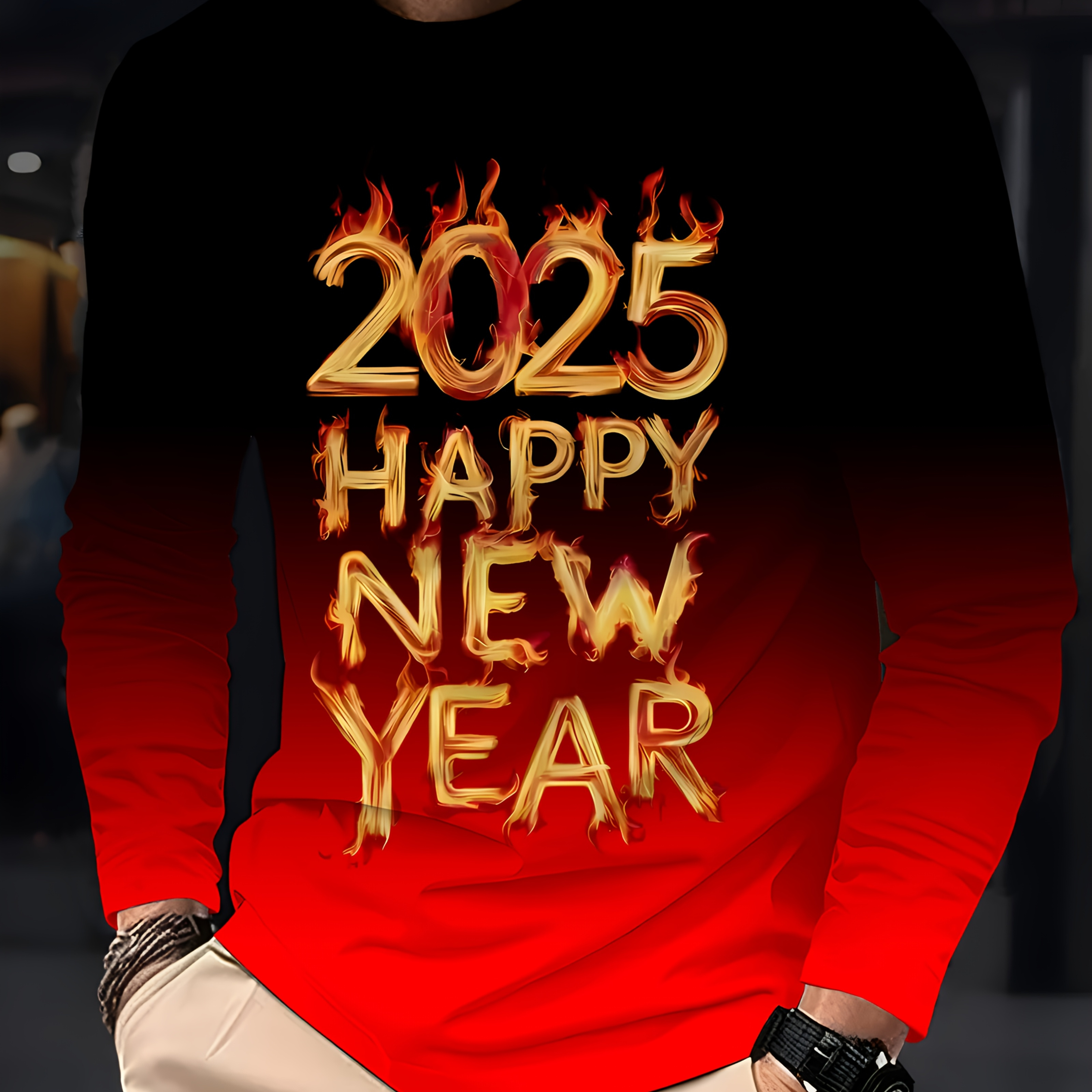 

Happy New Year Printed T-shirt, Men's T-shirt, Summer Casual Short Sleeve T-shirt