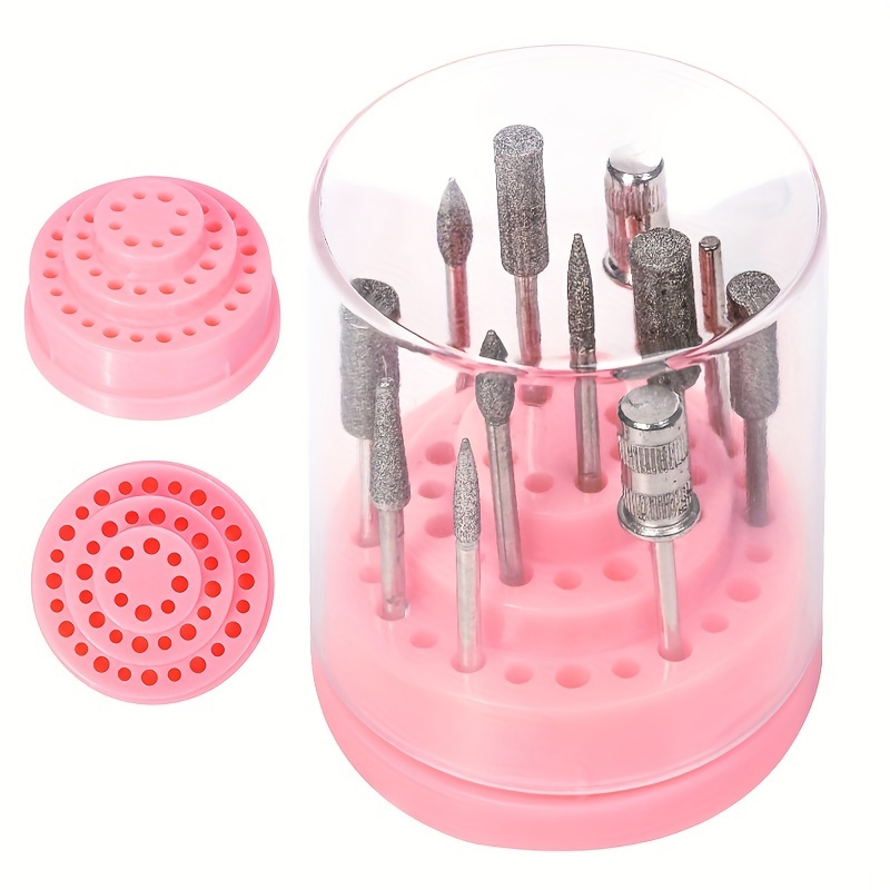 

Professional Nail Art Drill Bit Holder - 48 Holes, Acrylic Cover Box, Exhibition Stand Displayer, Manicure Tool