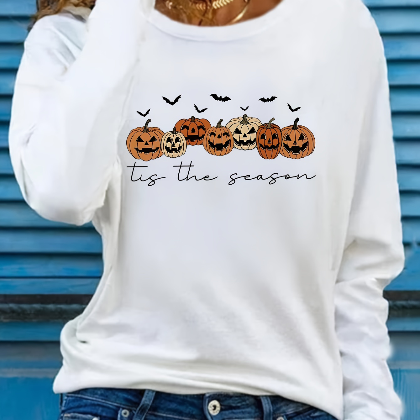 

Women's Halloween Graphic Tee - Long Sleeve Top, Polyester , For Fall