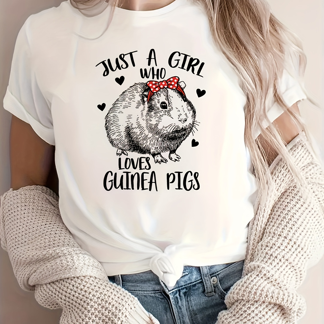 

Animal & Letter Print T-shirt, Short Sleeve Crew Neck Casual Top For Summer & Spring, Women's Clothing