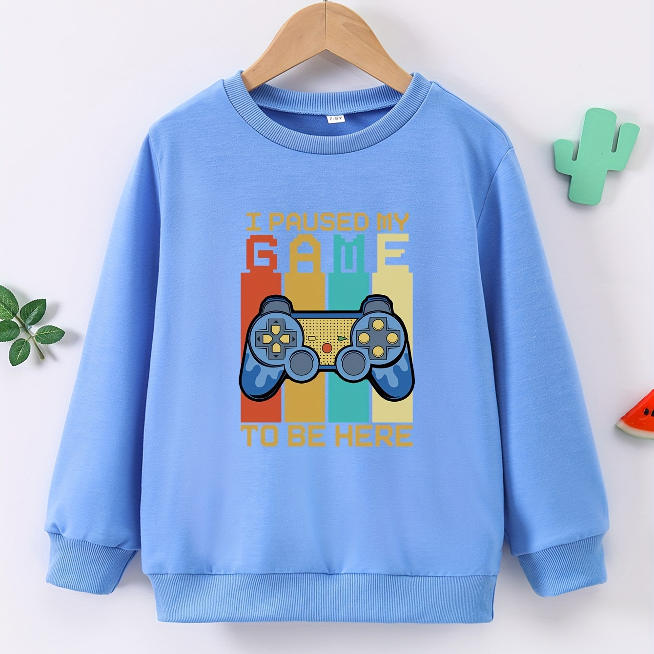 

Casual Boys' Sweatshirt For Spring And Fall - Letters & Gamepad Print Long Sleeve Crew Neck Sweatshirt Tops Gift