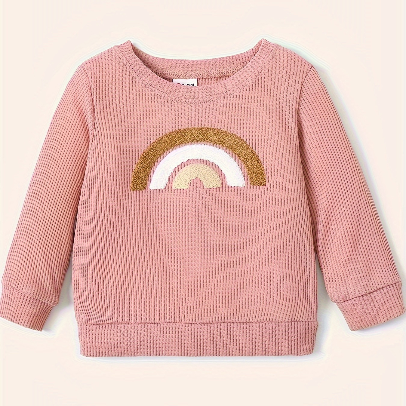 

Patpat Baby Boy/girl Rainbow Pattern Waffle Long Sleeve Pullover Sweatshirt