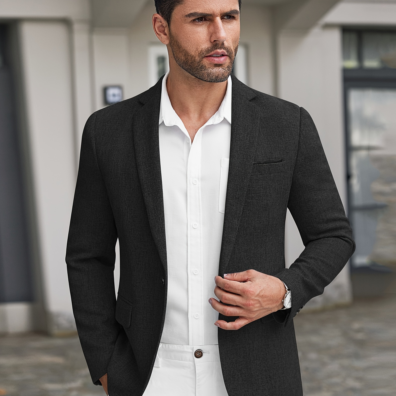 

Men's Casual Blazer Suit Jackets Slim Fit 1 Button Business Sport Coats