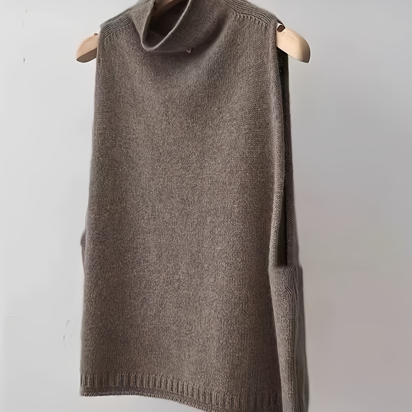 

Women's Elegant High Neck Knit Vest, Viscose 53% Polyester 24% Nylon 23% , Casual Pullover Cardigan, Solid Color Knit Fabric, Slight , Regular Length - Weekend Wear