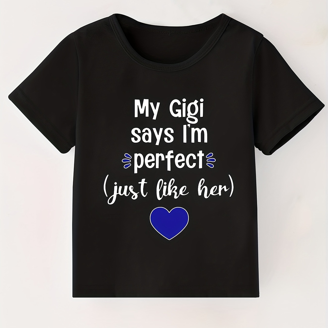 

My Gigi Says I'm Perfect Letter Print Boys Creative T-shirt, Casual Lightweight Comfy Short Sleeve Tee Tops, Kids Clothes For Summer