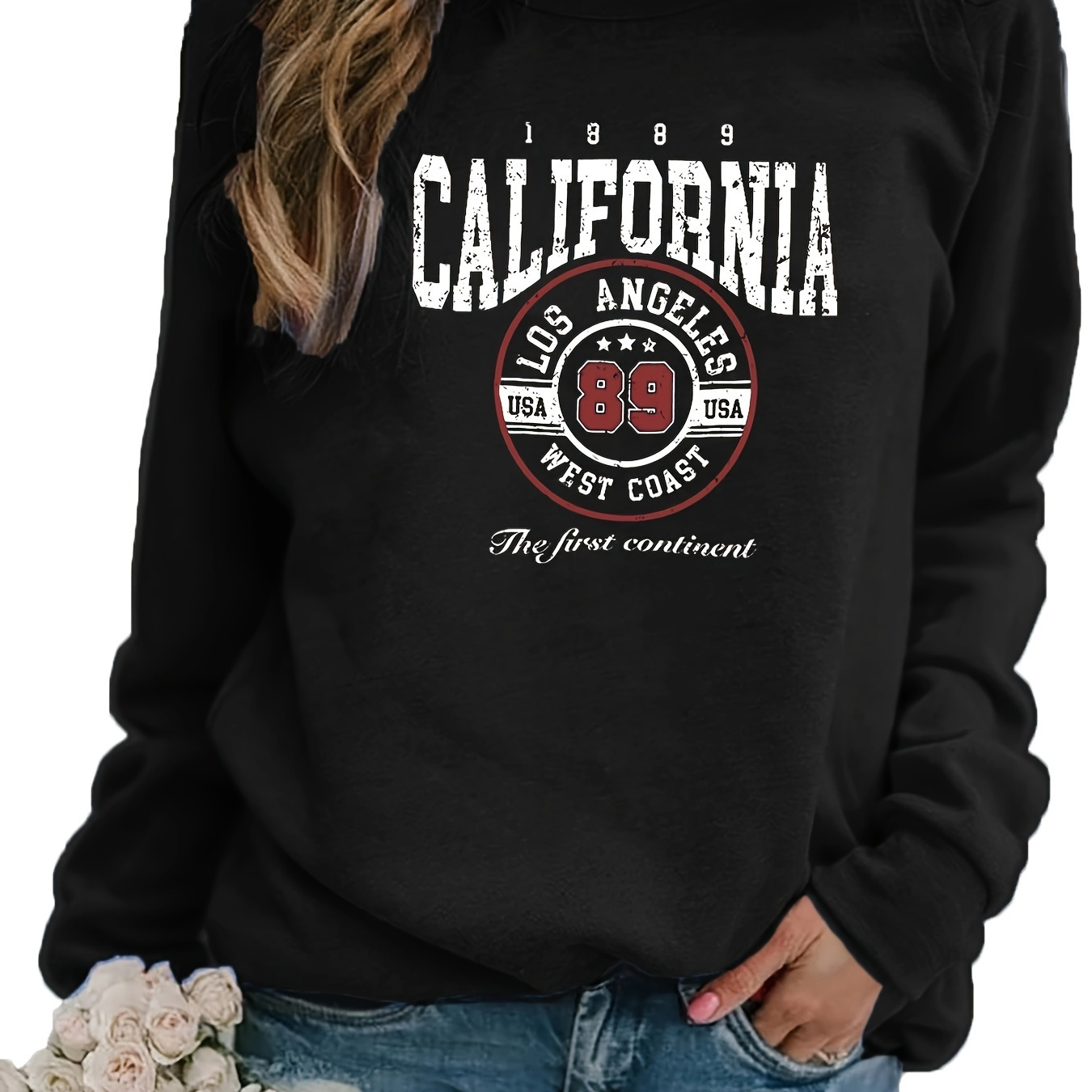 

's Sweatshirt Letter - Long , , Washable, For Fall & - Pullover , In /
