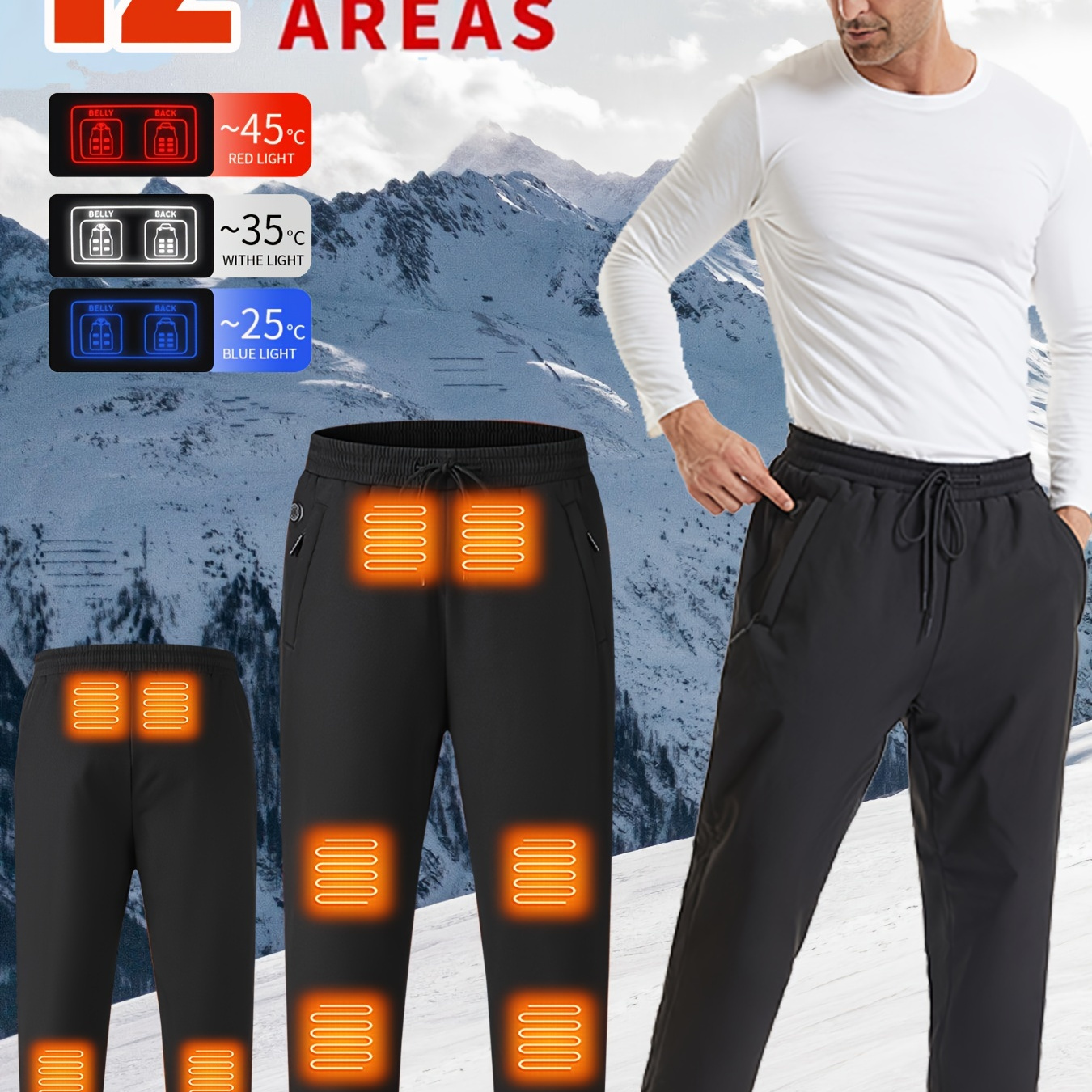 

Heating Pants, New Fleece Lined Pants, 12 Heating Camping Pants, Thickened Pants, Battery Set Not Included