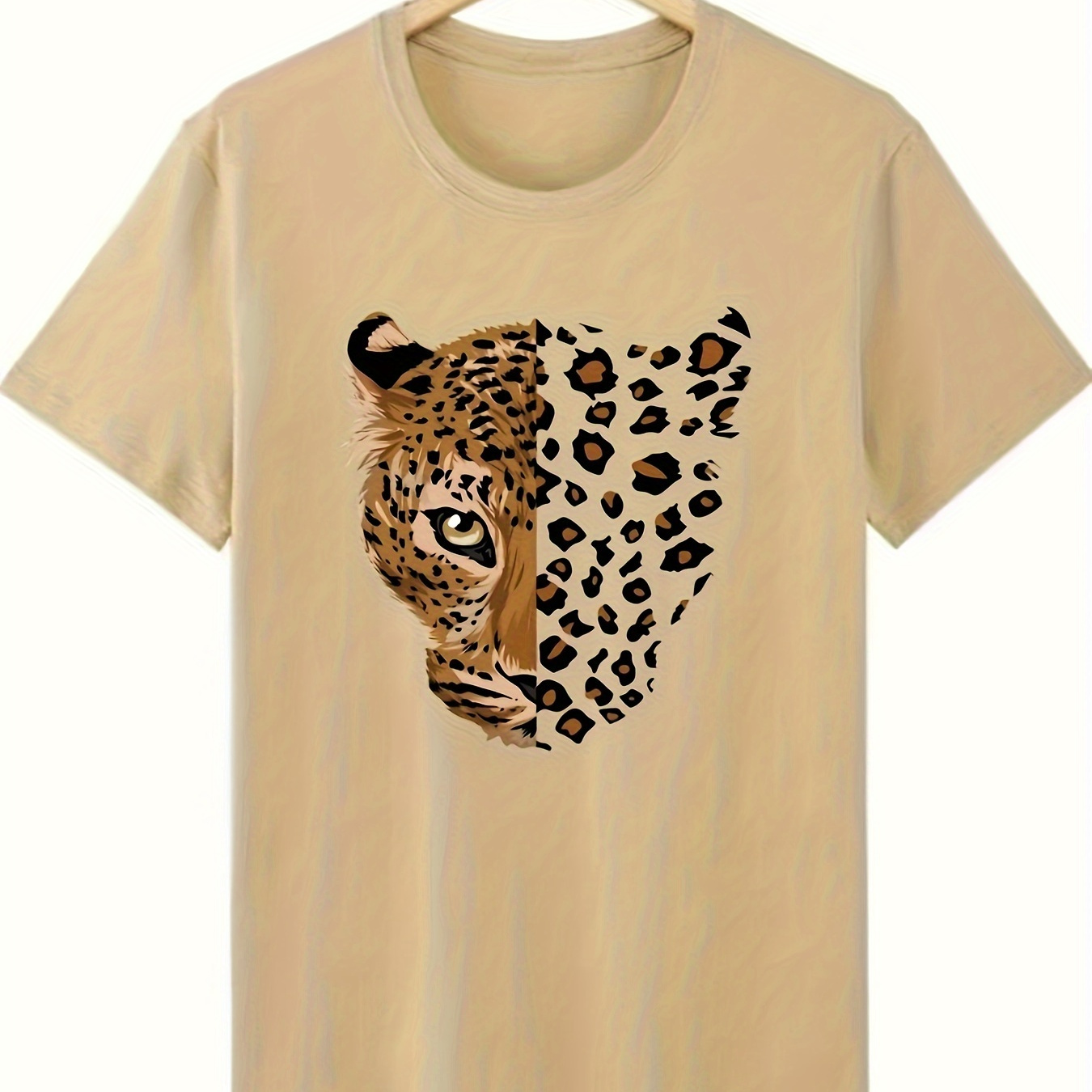 

Leopard Print Children's Stylish T-shirt, Boys Summer Sports Lightweight Comfy Round Neck Short Sleeve Casual Top