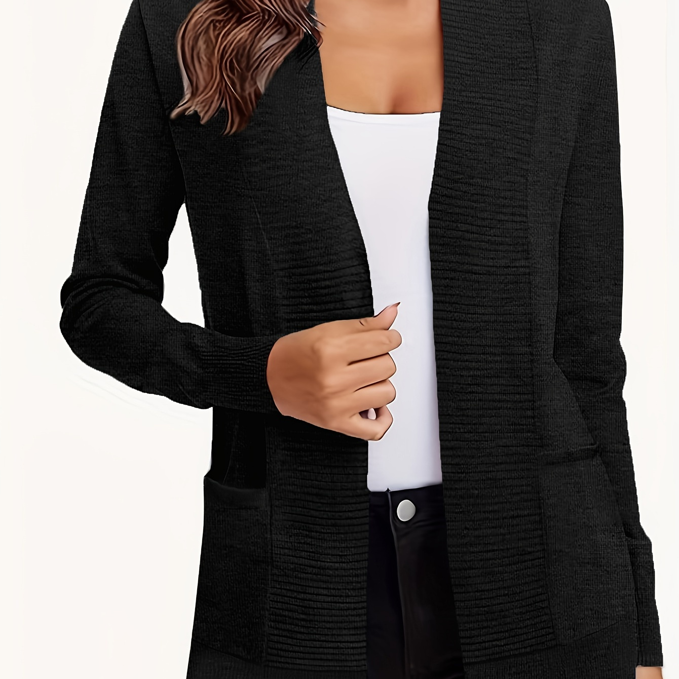 Lucky Brand Women's Long Sleeve Open Front Two Pocket Cardigan Sweater -  ShopStyle