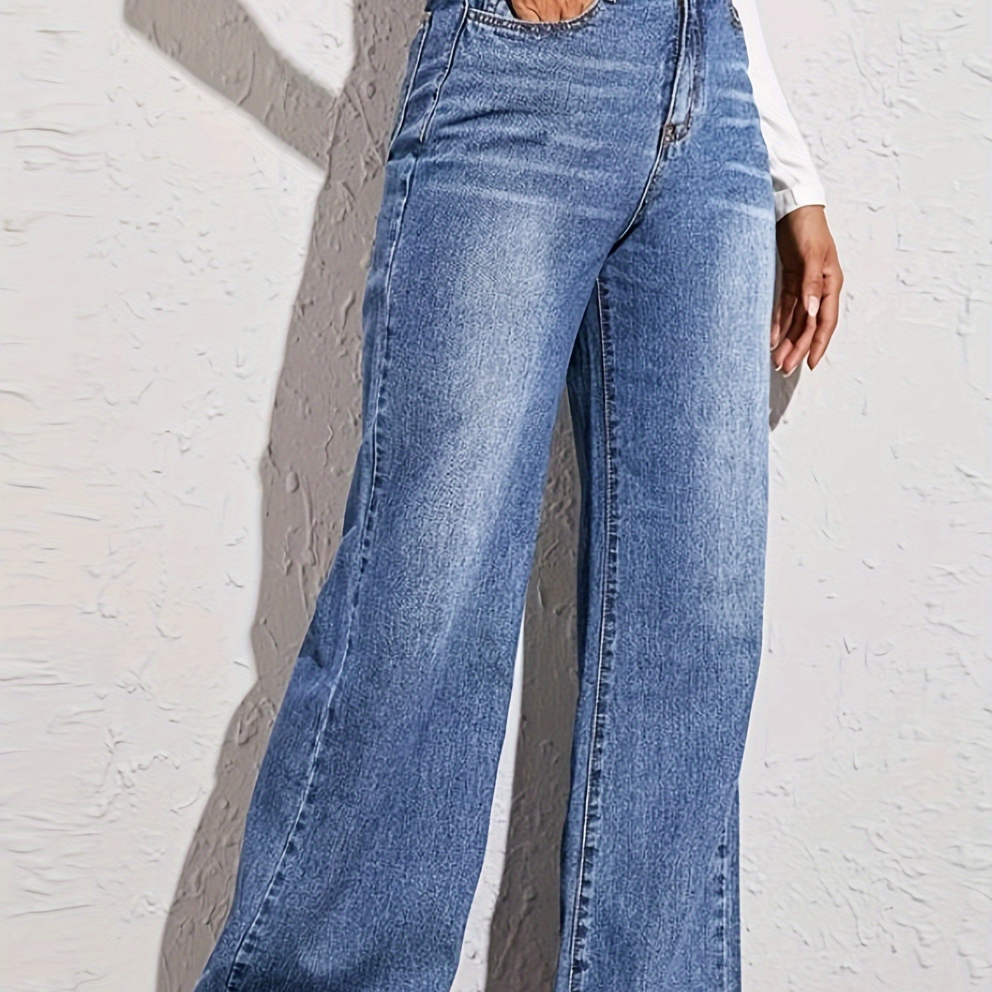 

Women's High Waist Vintage Flared Denim Jeans, Classic Retro Wide Leg Trousers, Casual Fashion Pants For Ladies