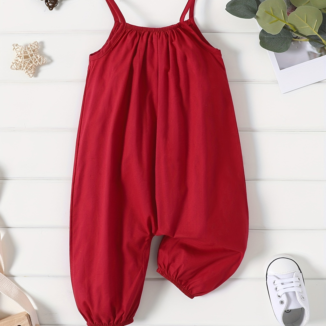 

Patpat Baby Girl/boy Casual Loose-fit Solid Sleeveless Spaghetti Strap Harem Pants Overalls For Summer