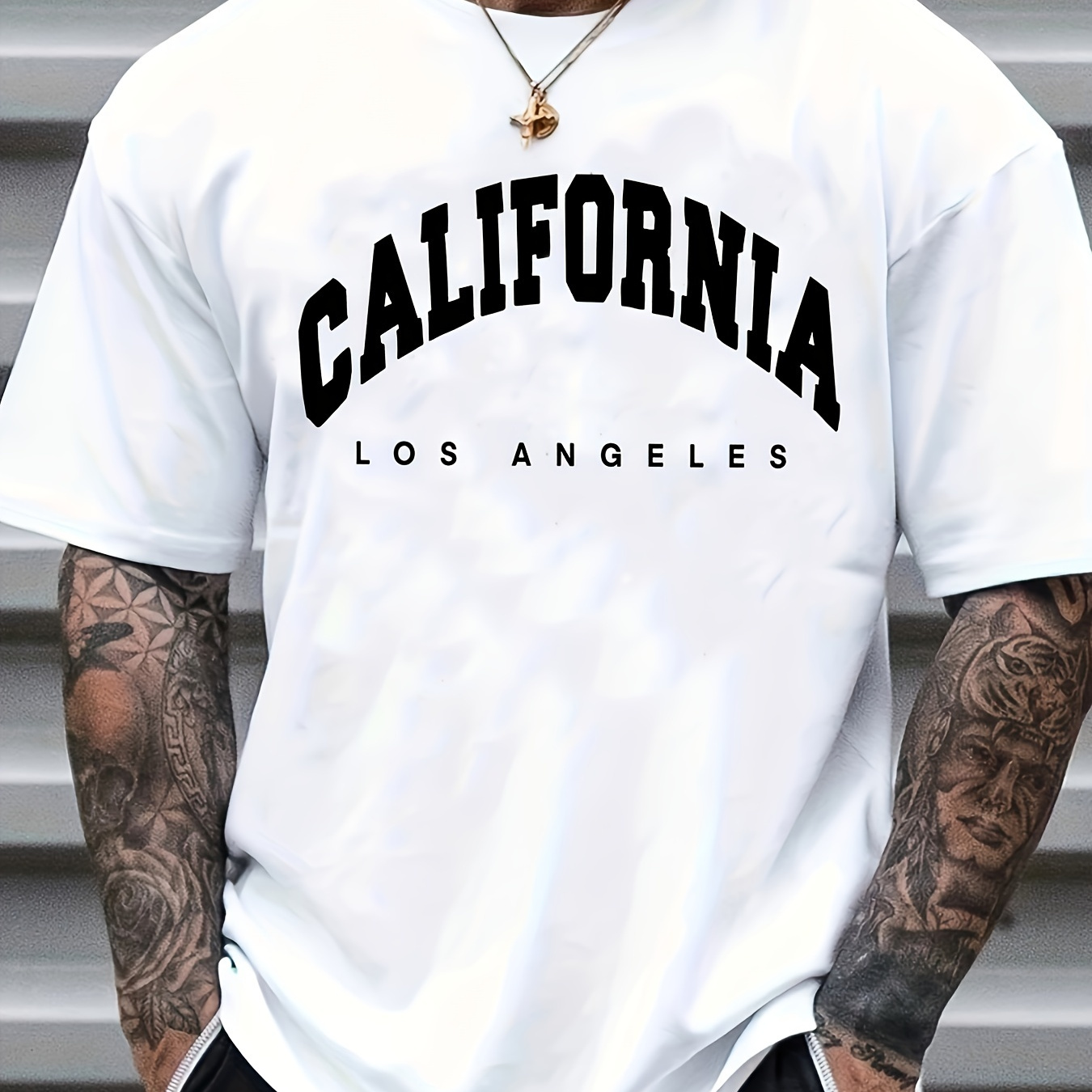 Men's Casual Trendy California Graphic Print Comfortable Crew Neck Short Sleeve T-shirts, Summer Top Tees