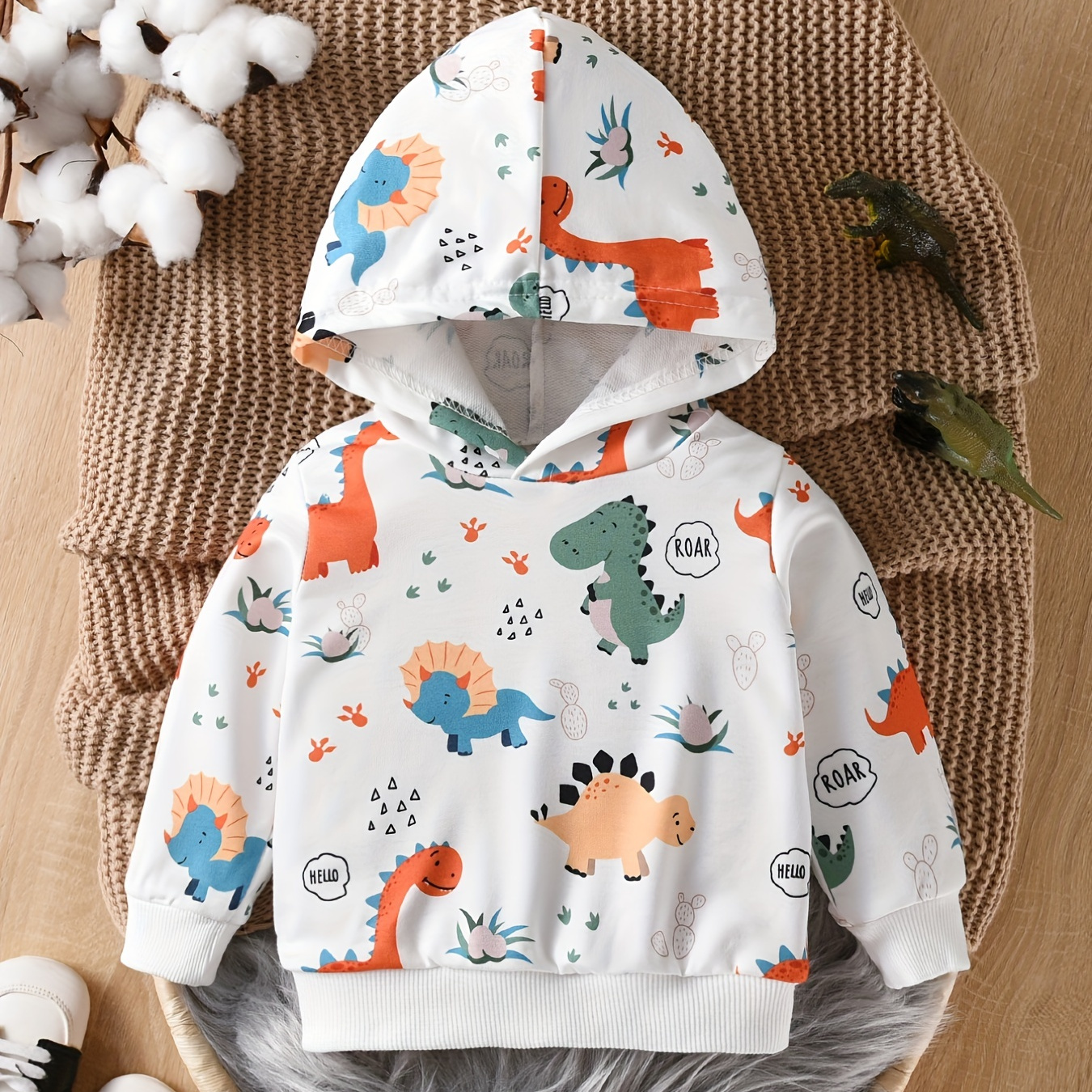 

Cartoon Dinosaur Full Print Boys Casual Pullover Long Sleeve Hoodies, Boys Sweatshirt For Spring Fall, Kids Hoodie Tops Outdoor