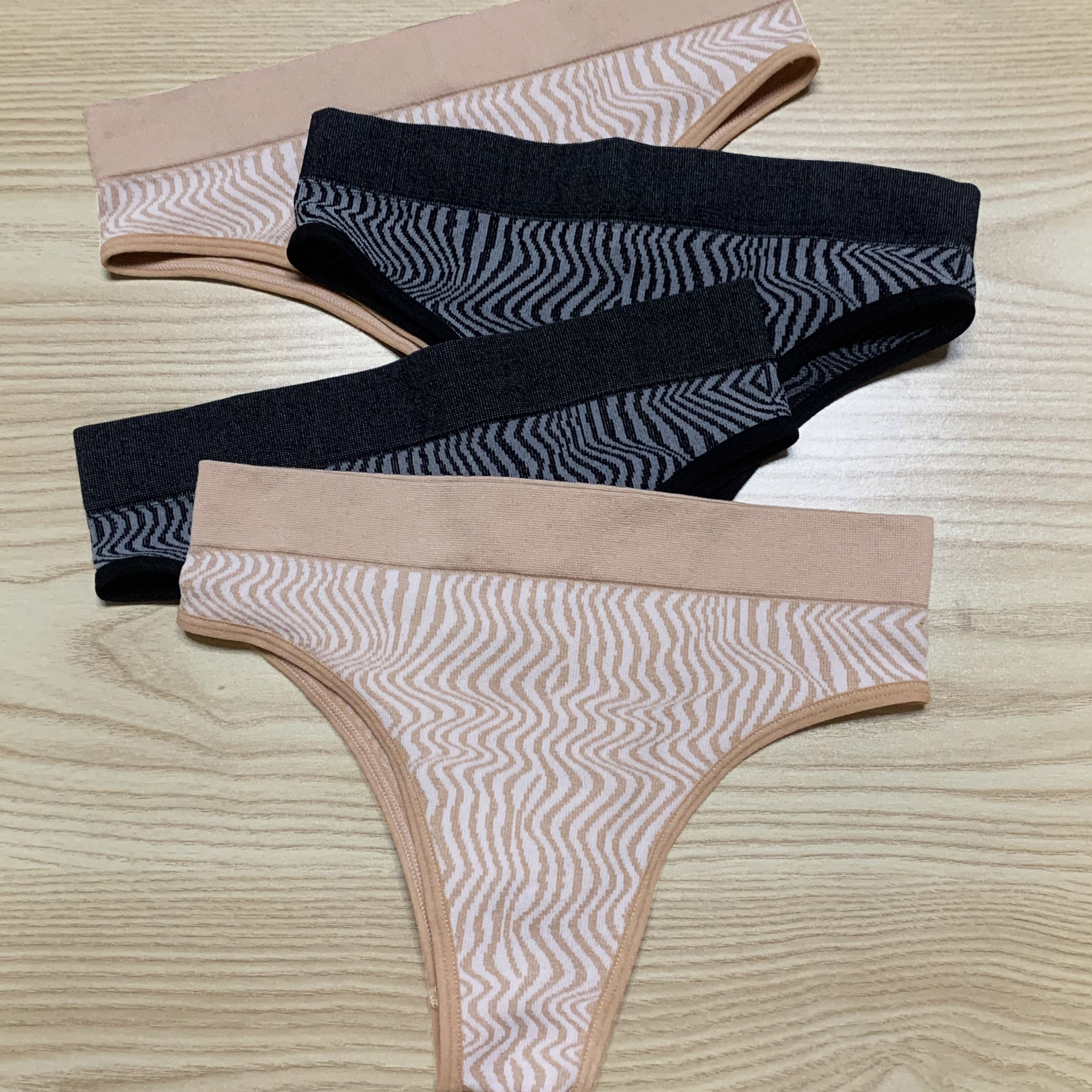 Sports Soft Thongs Striped Trim Ribbed Panties Women's - Temu