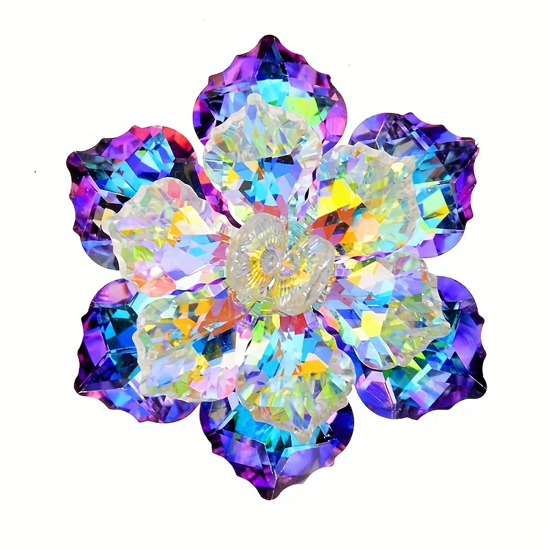 

Crystal Flower Brooch Pin Inlaid Artificial Crystal Colorful Flower Pin Clothings Decor