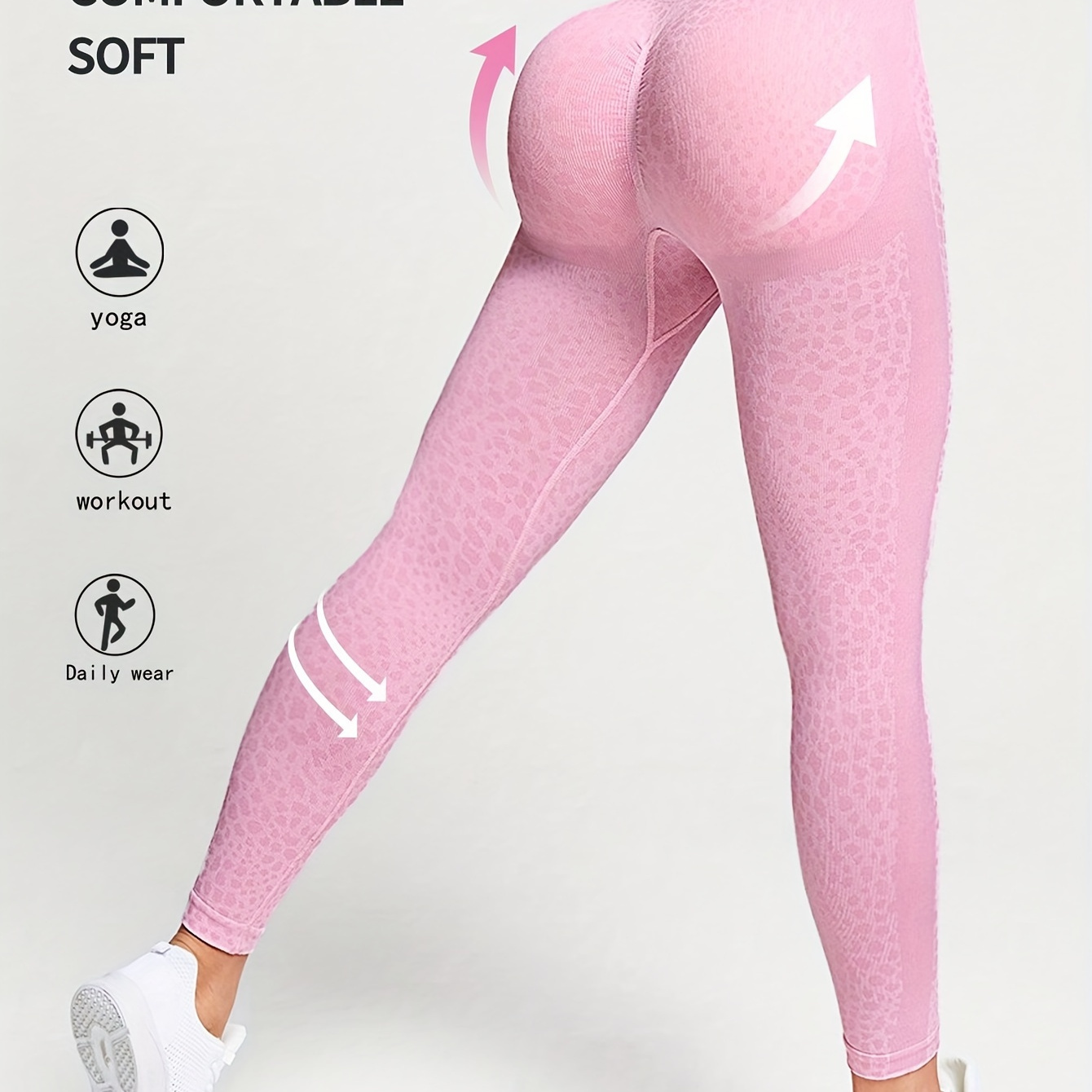 

Women's High Waist Yoga Pants, Butt Lifting Workout Leggings, Non-see Through Fabric, Tummy Control, Hip Lift Comfort Fitness Wear For Running And Daily Use